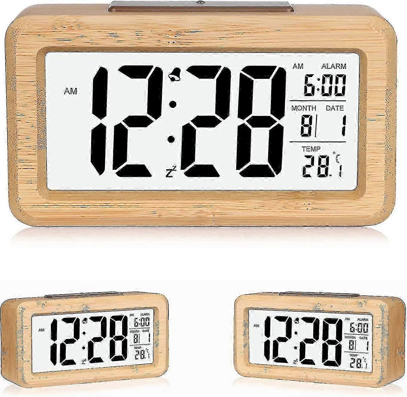 Digital Alarm Clock, Alarm Clock Led Digital Clock With Date Display, Temperature, Snooze Function, Battery Powered Digital Clock