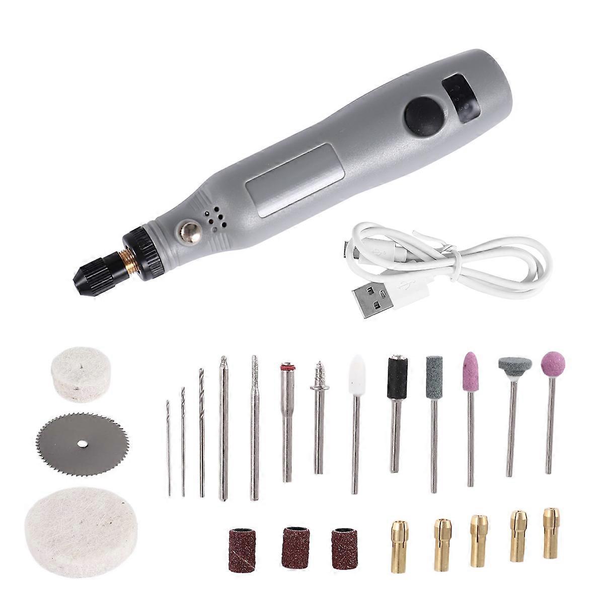10W Hobby Craft Mini Drill Grinder Rotary Tool Set Modeling - Grey