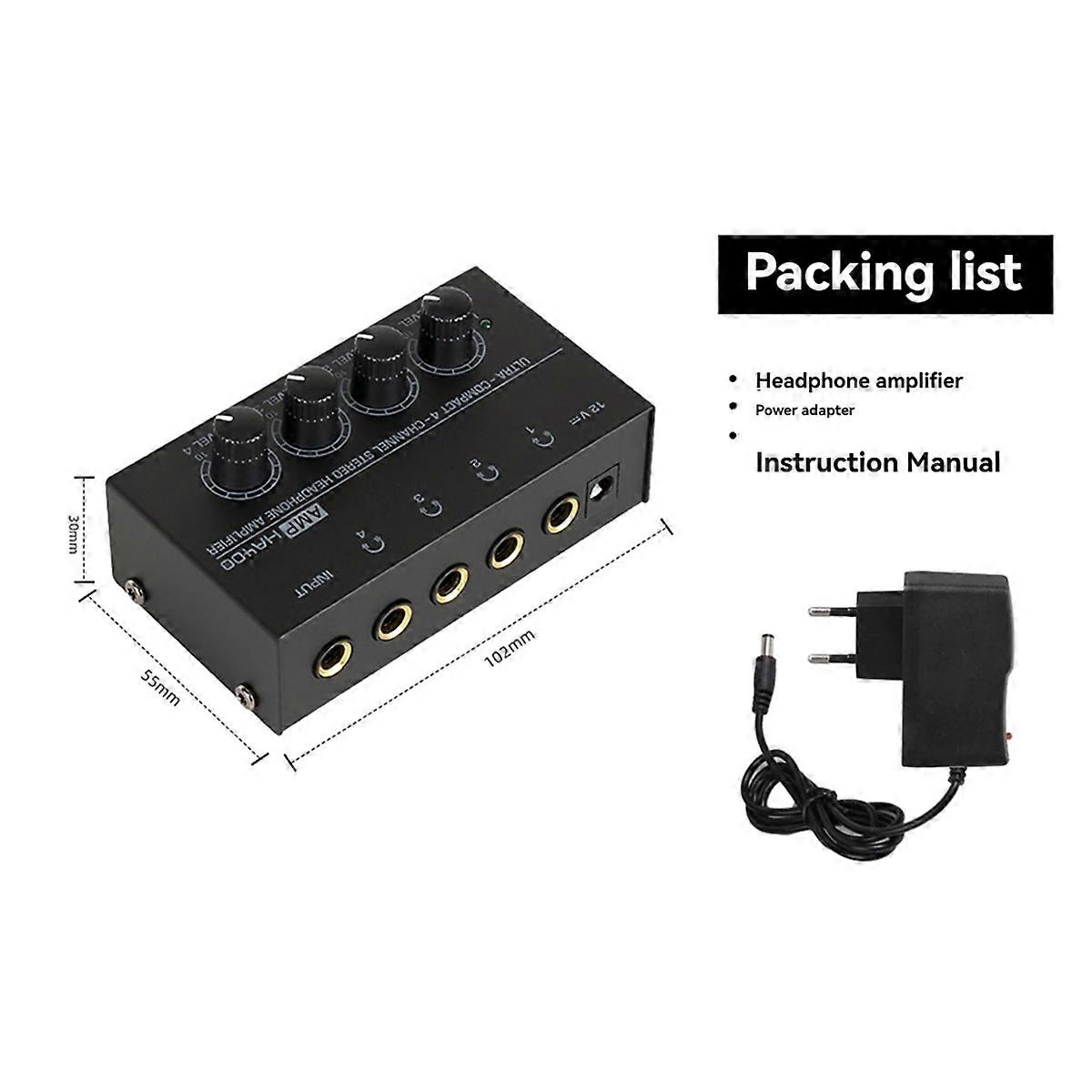 Mini Stereo Headphone Amplifier 4 Channels HA400 Audio EU PLUG