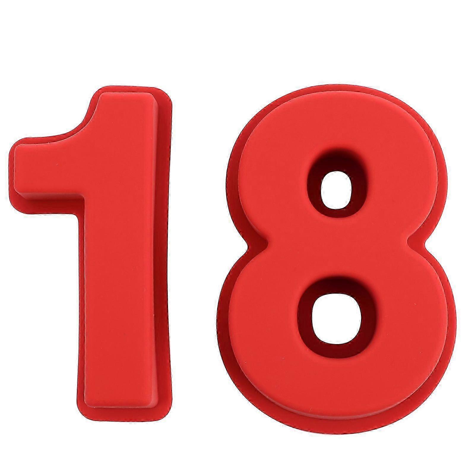 2Pcs Number Design Silicone Cake Molds DIY 18 Birthday Cake Baking Molds (1,8)