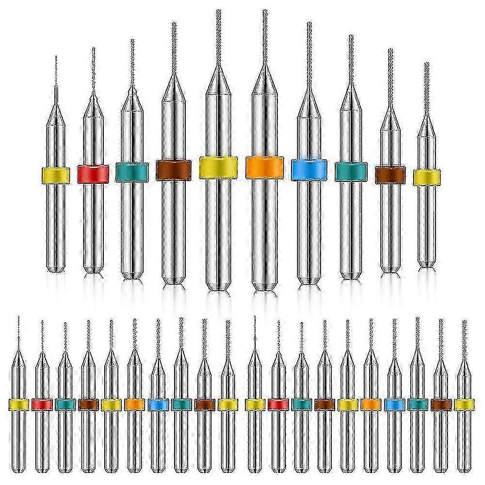 30Pcs 0.3-1.2mm tungsten carbide micro-drill bits set tungsten steel pcb print circuit board flute cnc router bits