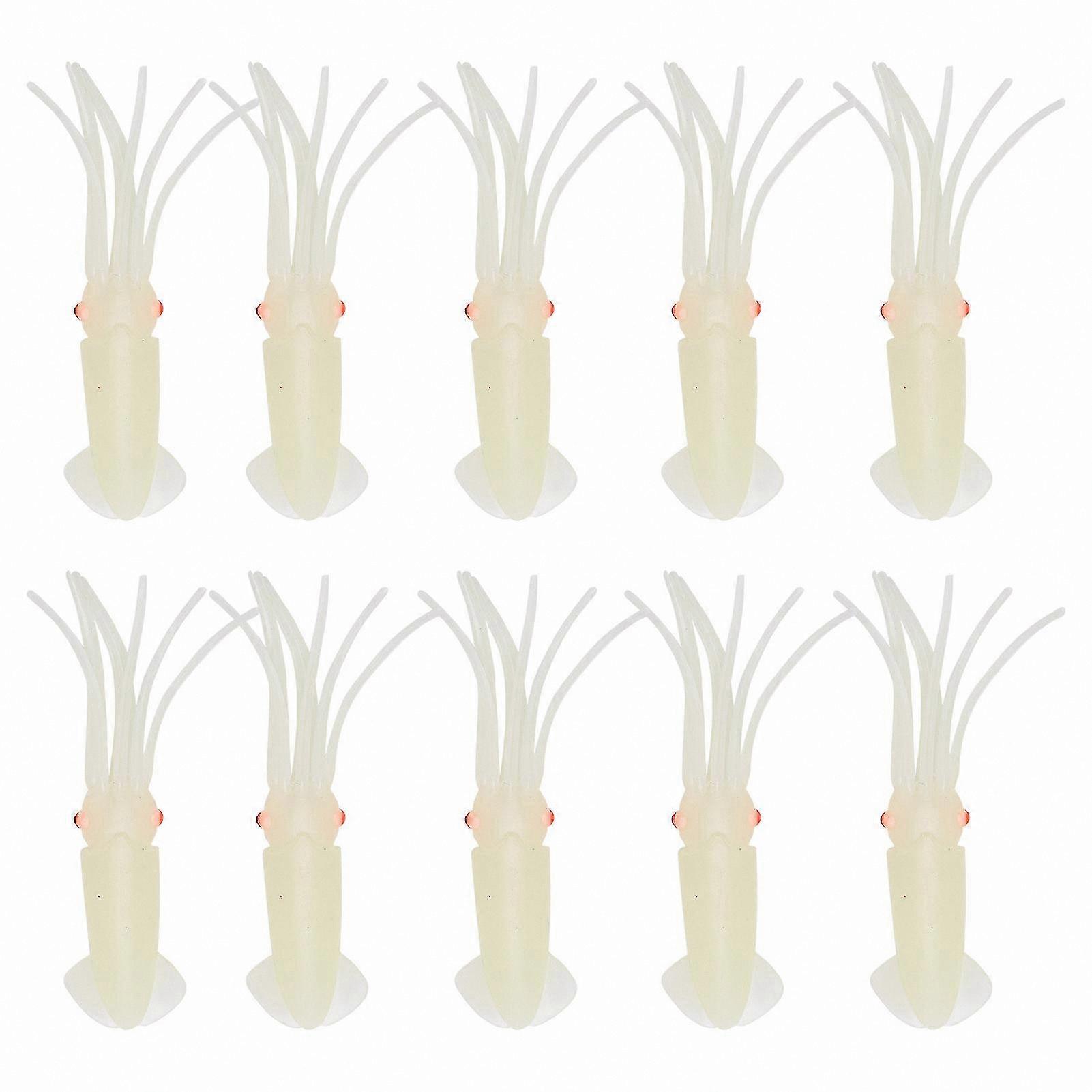 10-Pack 15cm Glow-in-the-Dark Silicone Squid Lures for Fishing