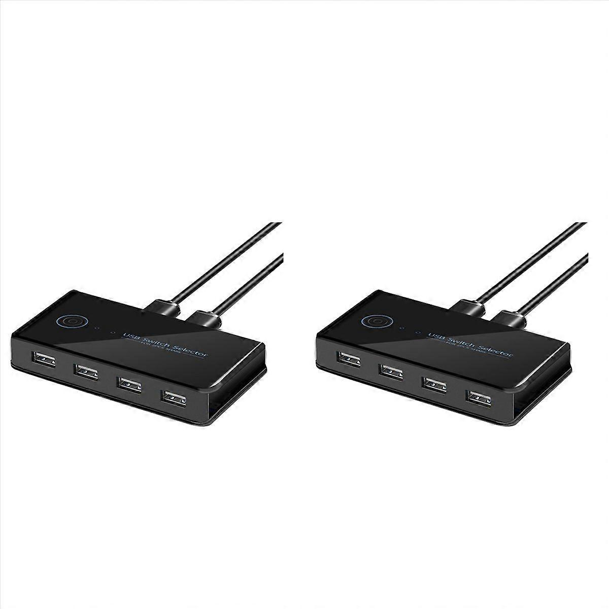 USB KVM Switch USB Shared Switcher 2 in 4 Out for Laptop PC Keyboard Mouse Printer USB Switch Hub Ad