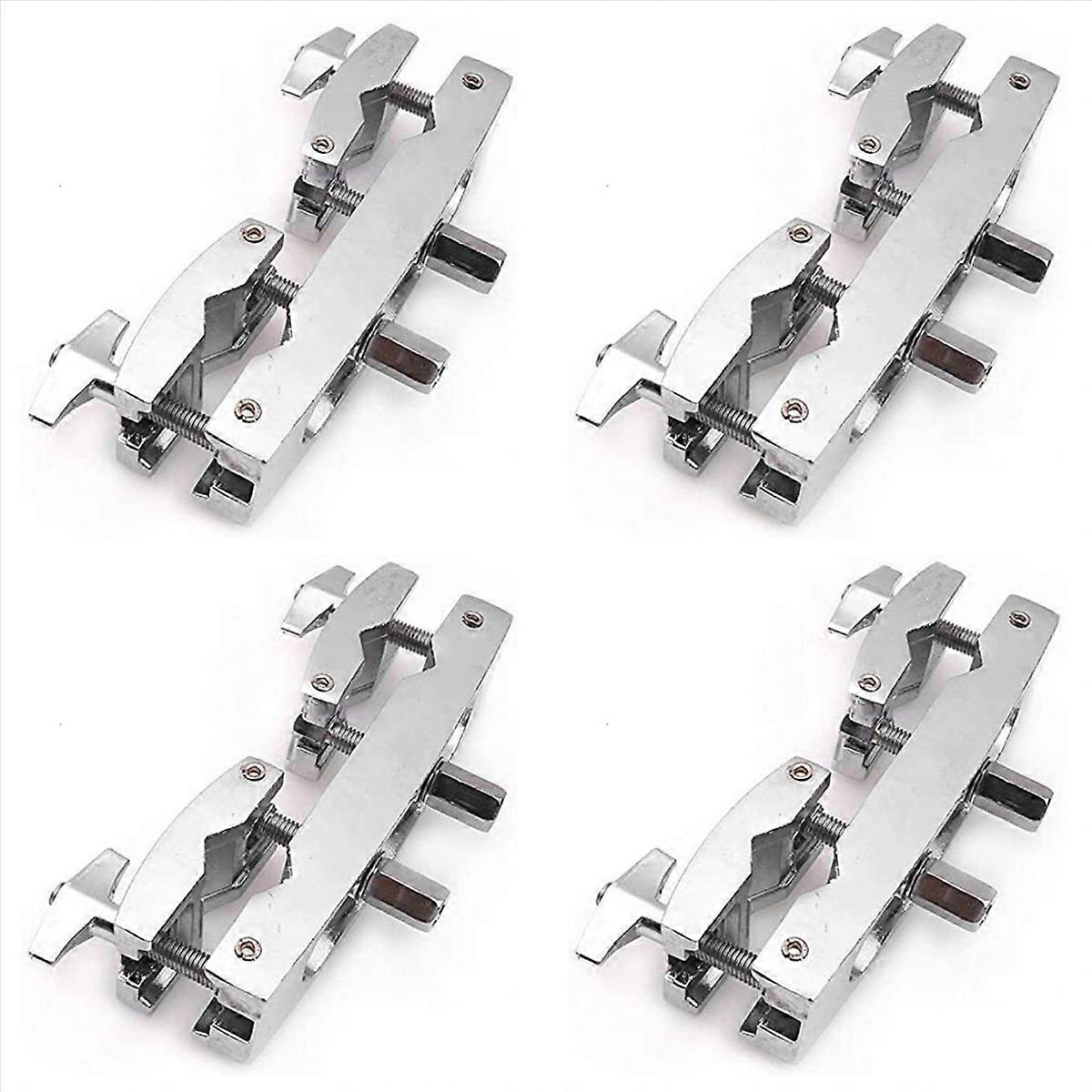 4X Drum Clamp 2 Hole Silver Multi Clamp Cymbal Stand Mount Holder for Drums Cymbals Cowbell Accessor