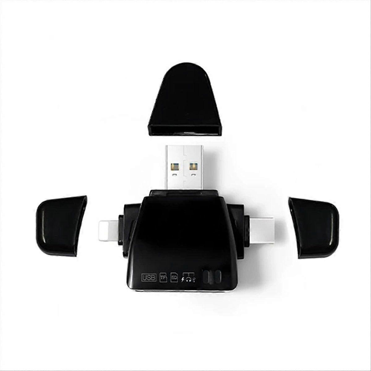 Card Reader, Universal Interface for Mobile Phones and Computers, Multiple Ports for Simultaneous