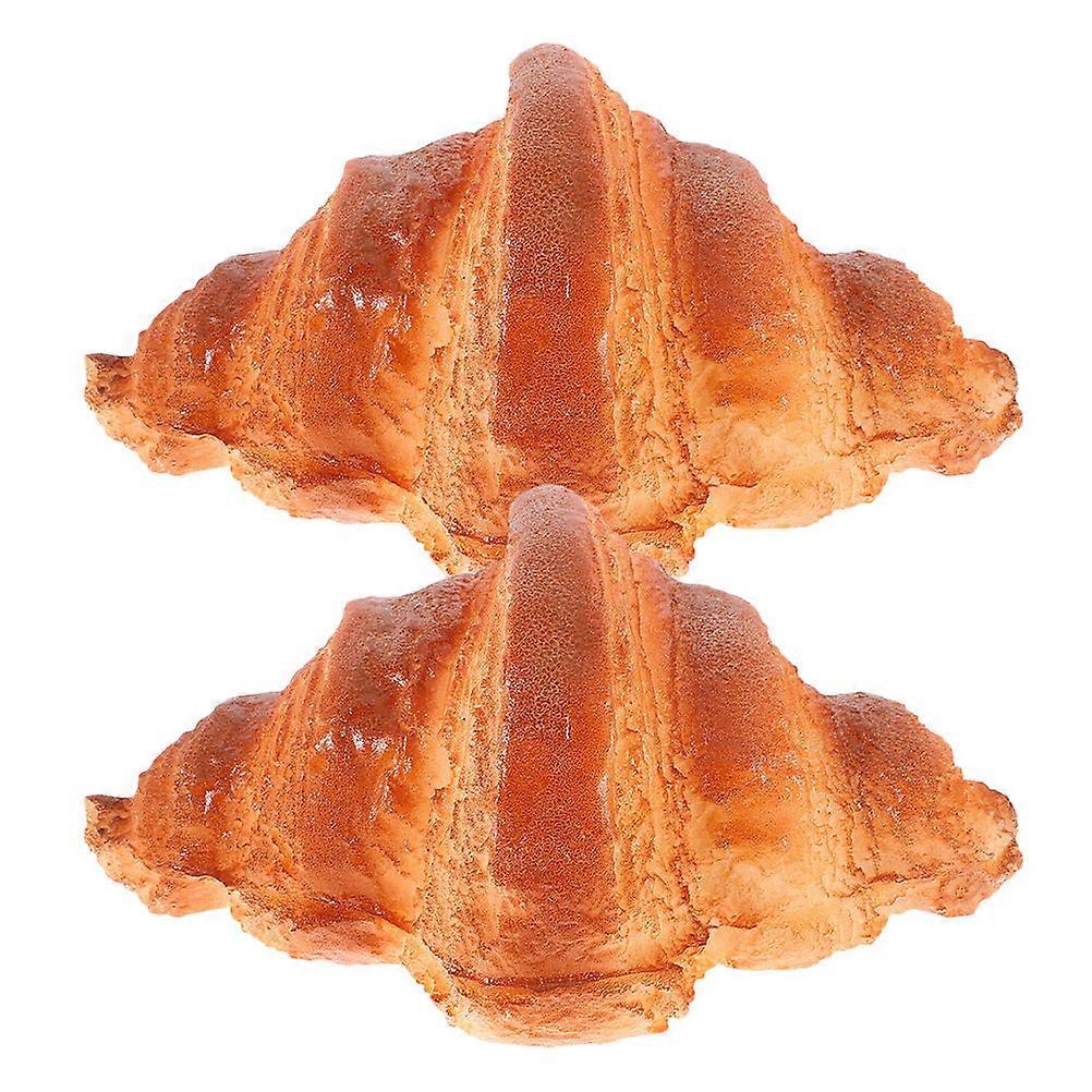 Brown PU Artificial Croissant Rolls Bread for Photo Props Kitchen 4Pcs