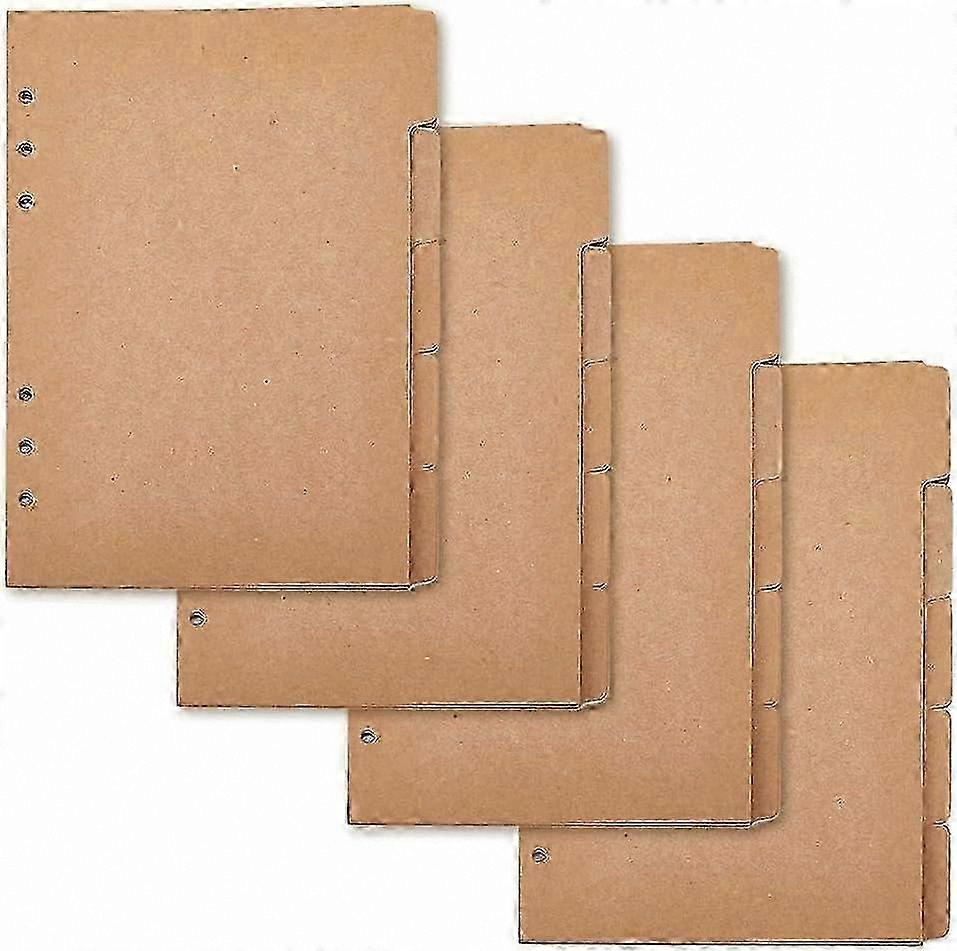 A5 Kraft Paper Binder Dividers with 5 Tabs and 6 Holes for Planner Notebooks, BurlyWood Index Pages for Loose Leaf Organizers