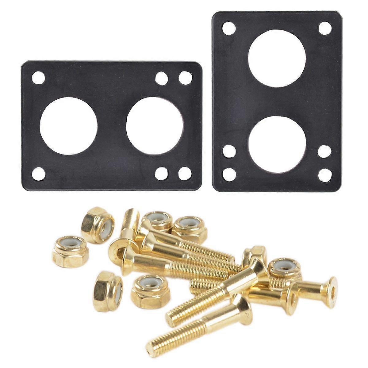 2Pc Skateboard Longboard Rubber Risers Pads with 8Pcs 29mm Screws Set