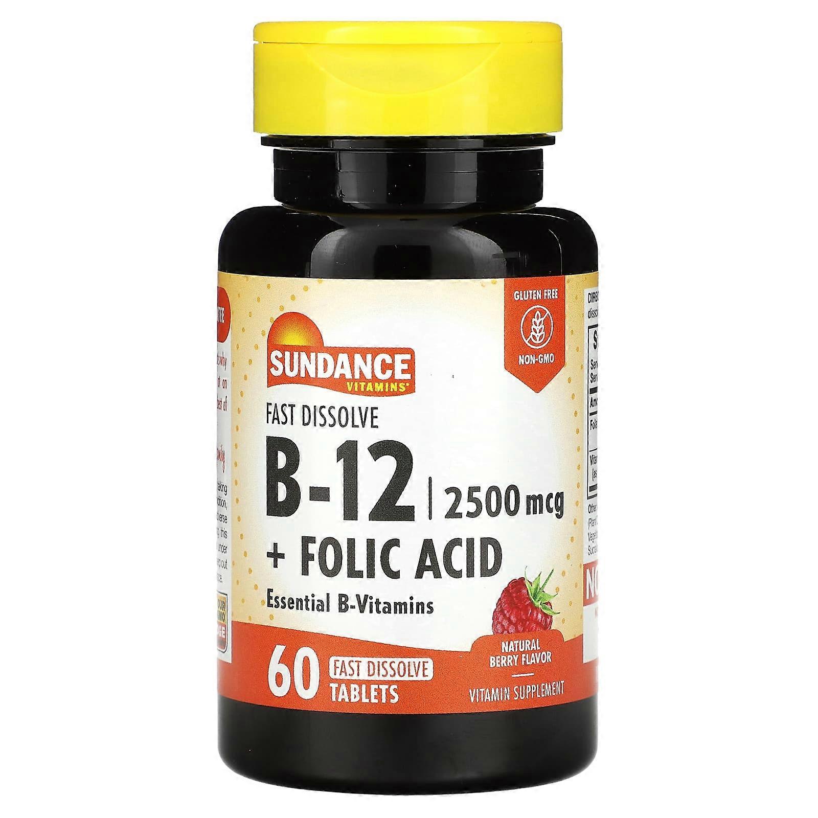 Fast Dissolve B-12 + Folic Acid, Natural Berry, 60 Fast Dissolve Tablets