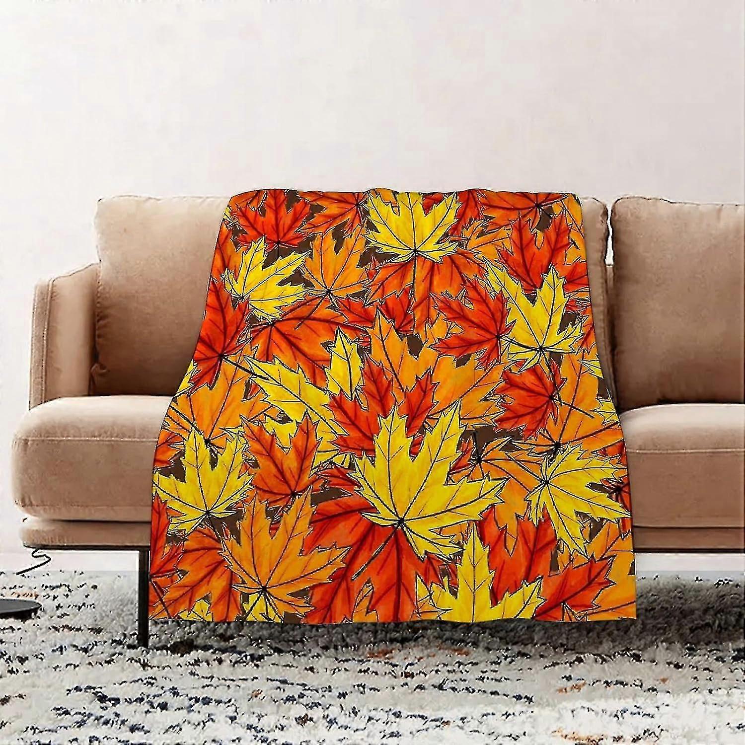 Narzuta flanelowa Premium - Jesienny flanelowy koc z dynią, puszysty, miękki koc na łóżko i kanapę/pojedynczy