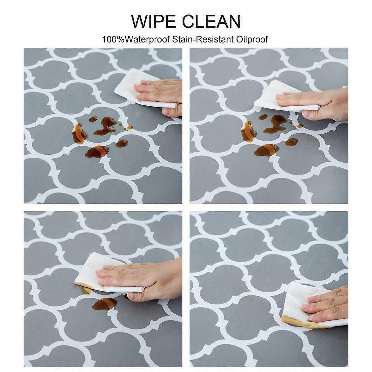 Round Tablecloth with Elastic Edge Waterproof Oil Proof Table Cloth