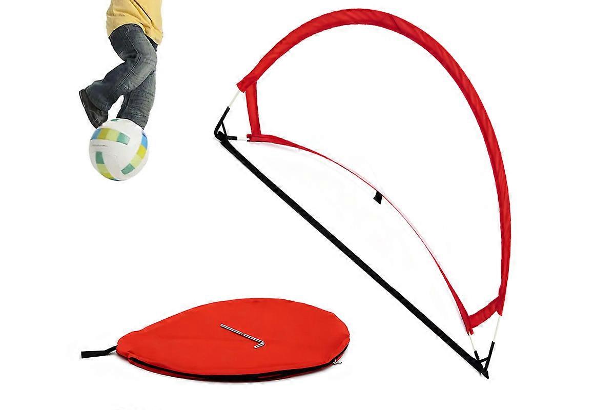 Portable Pop Up Soccer Goal Set with 3 Ground Pegs and Storage Bag -Red