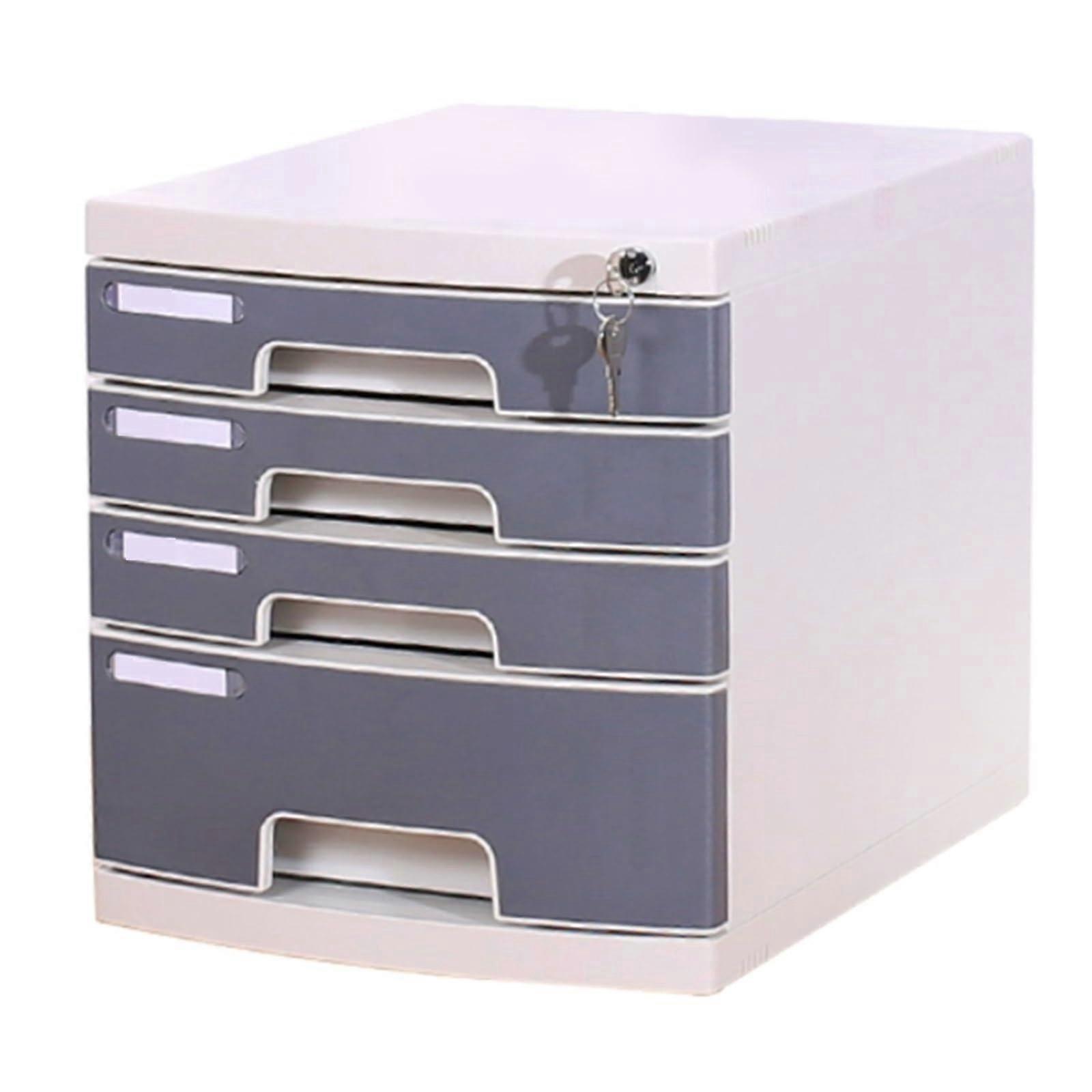 4Layer Plastic File Cabinet with Lock Desktop 4Drawer Office Filing Cabinet For Documents And Files