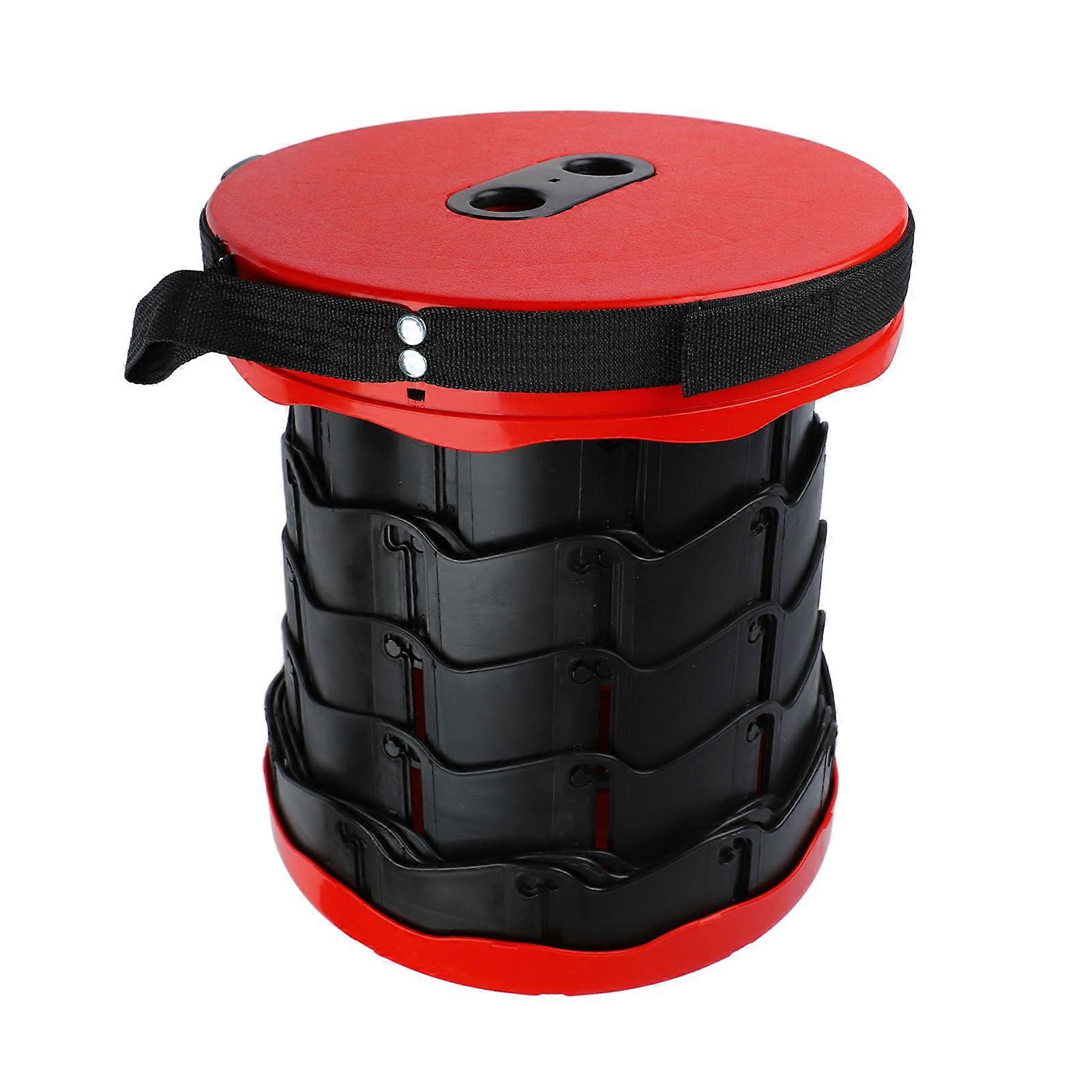 Portable Collapsible Telescopic Stool Folding Portable Retractable Stool for Fishing Red 