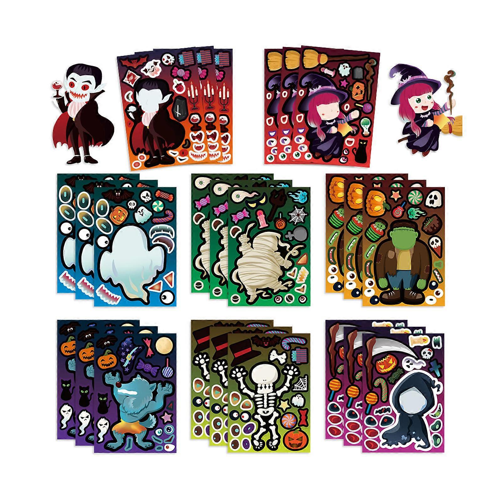 Reusable Halloweens Stickers For Tablets 8 Unique Designs PVC Material Easy Peels No Residues Multicolor