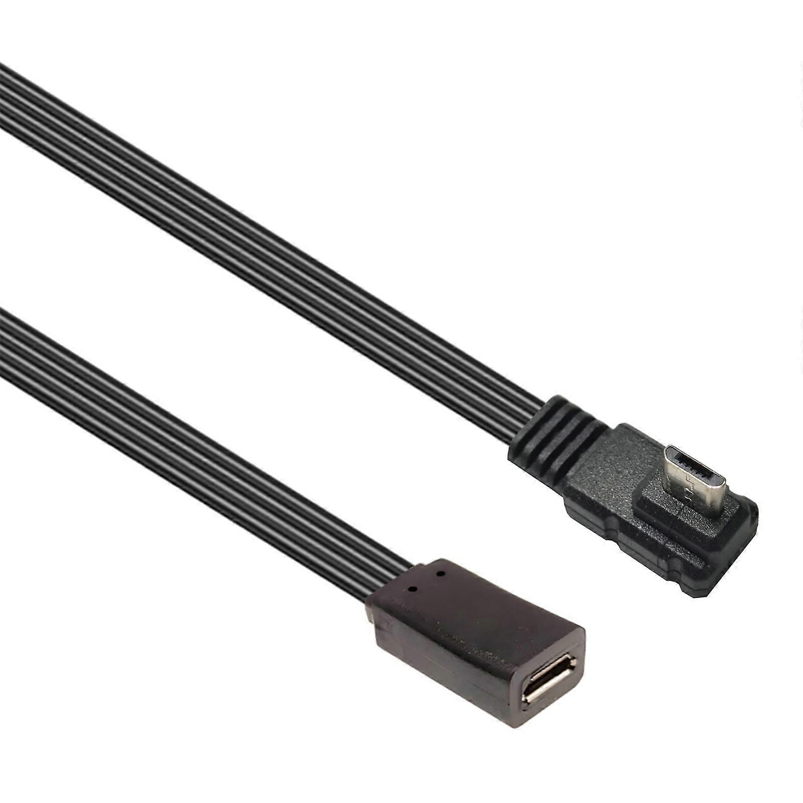 Flat Braid Microed USB Extension Cable With Angled Connectors Multiple Length For Electronics Charging Cord Multicolor