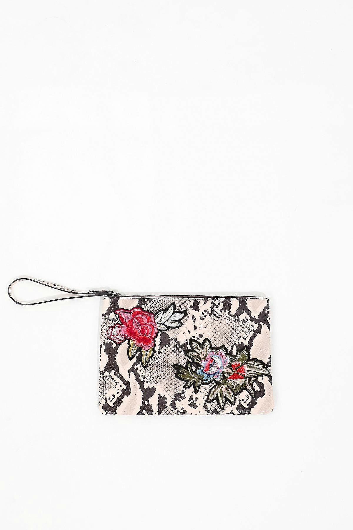 Kvinnors blommiga appliqukopplingsväska