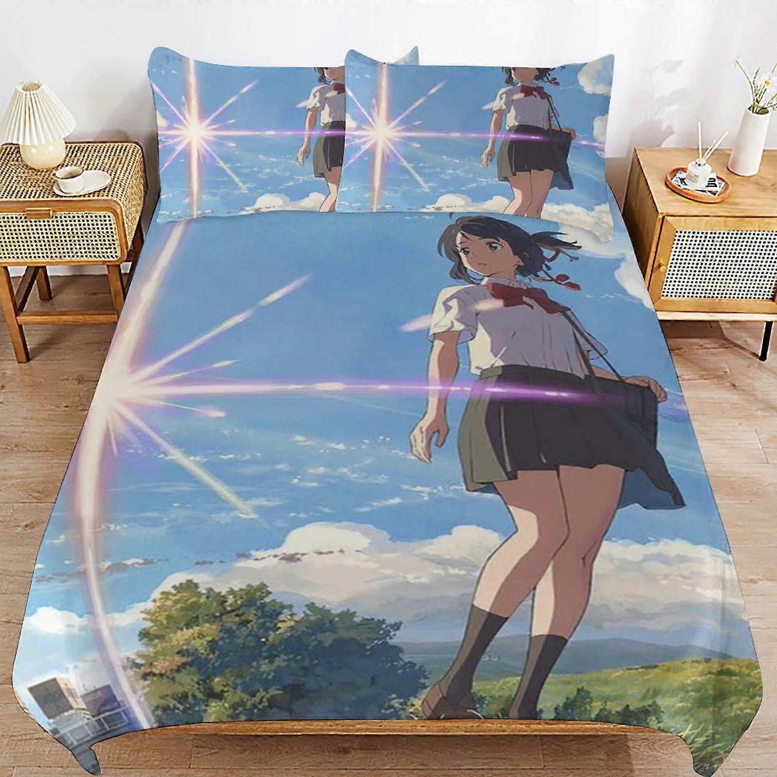 E401 Weathering with You Cozy Comfort Clean Structure Smooth Zipper Feel Duvet Cover Sets for Home Sleep Setup F401