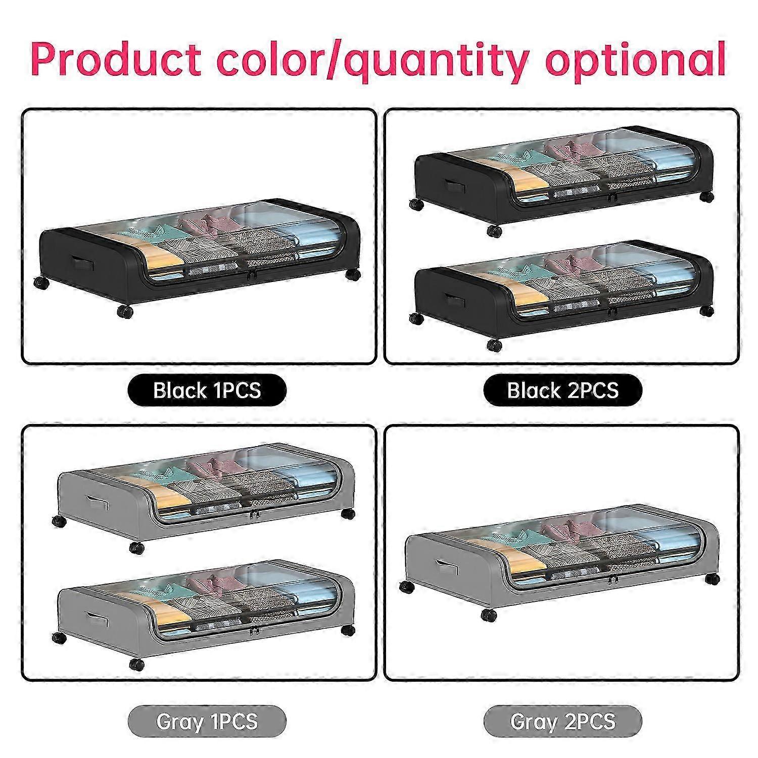 1 Pack Under Bed Storage Container with Lids and Wheels Multifunctional Home Dorm Clothes Storage Bi