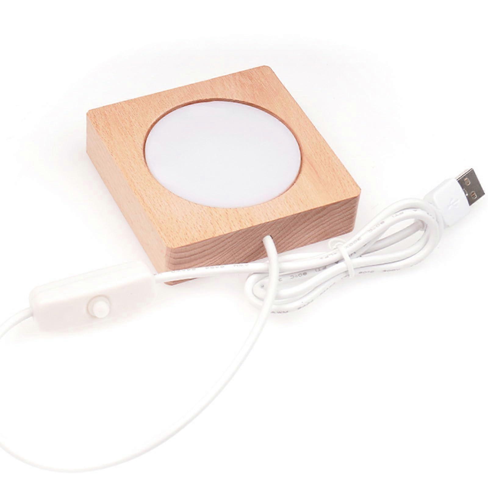 LED Light Display Base USB Wooden Stand for Crystal Glass Resin Art Ornaments Ref: 7849