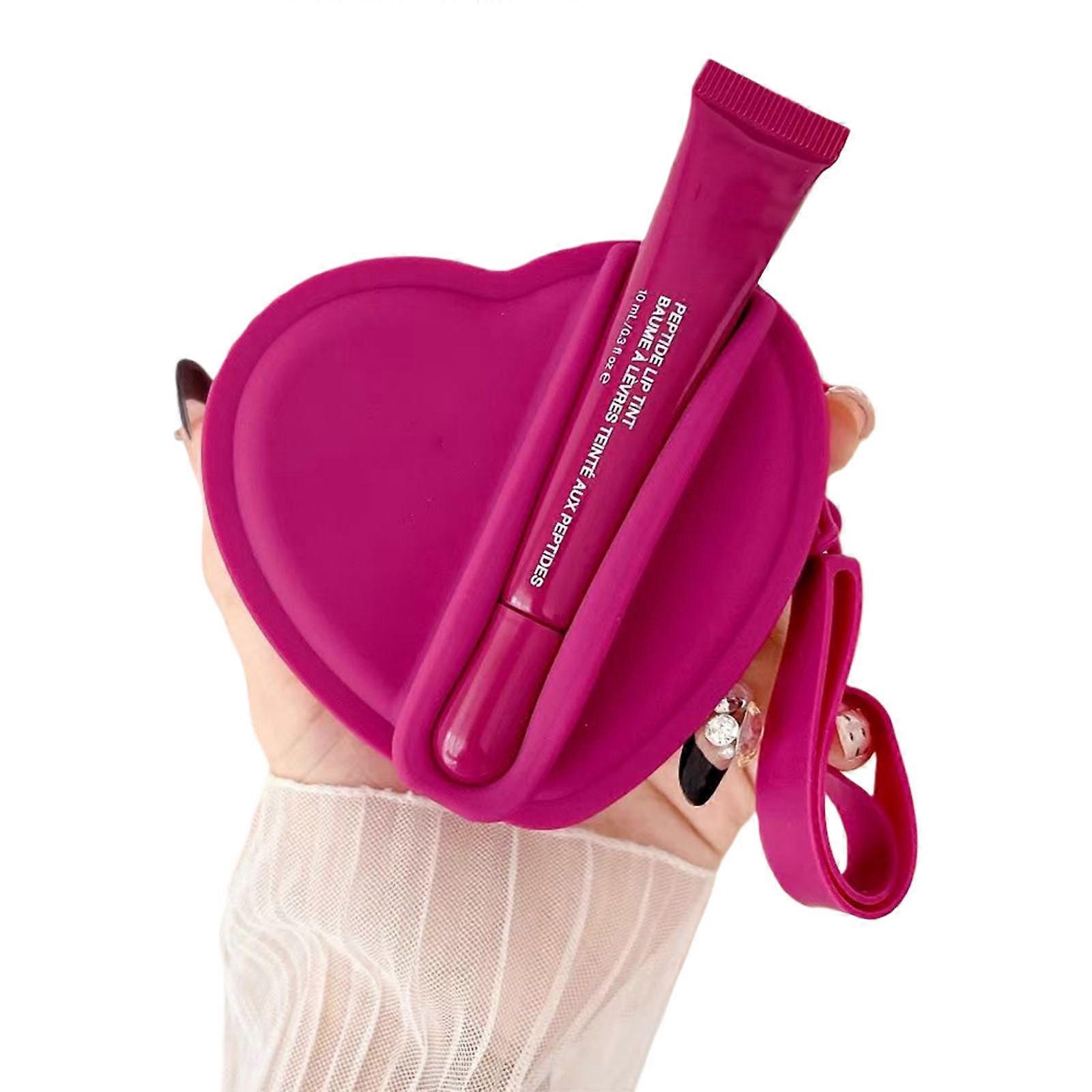 Stylish Reusable Silicone Storage Pouch For Lipsticks Keys Holder Leakproof Easy Cleaning  Love plum red