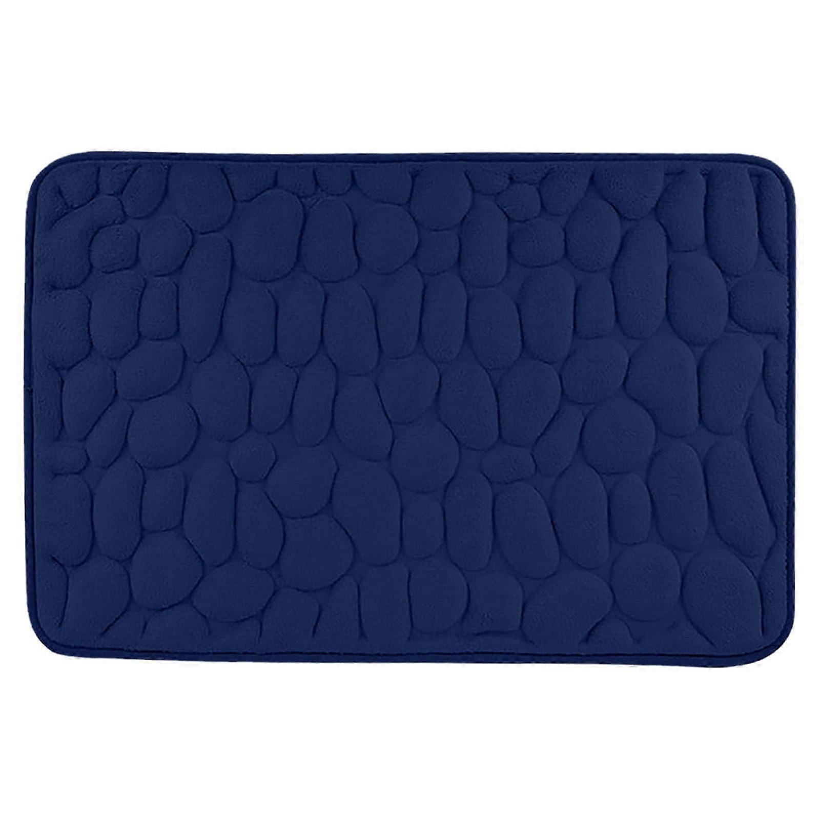 JeashCHAT Memory Foam Bath Mat 20"x32" Dark Blue - Embossed Non-Slip, Super Soft & Water Absorbent, Machine Washable - Compatible with standard