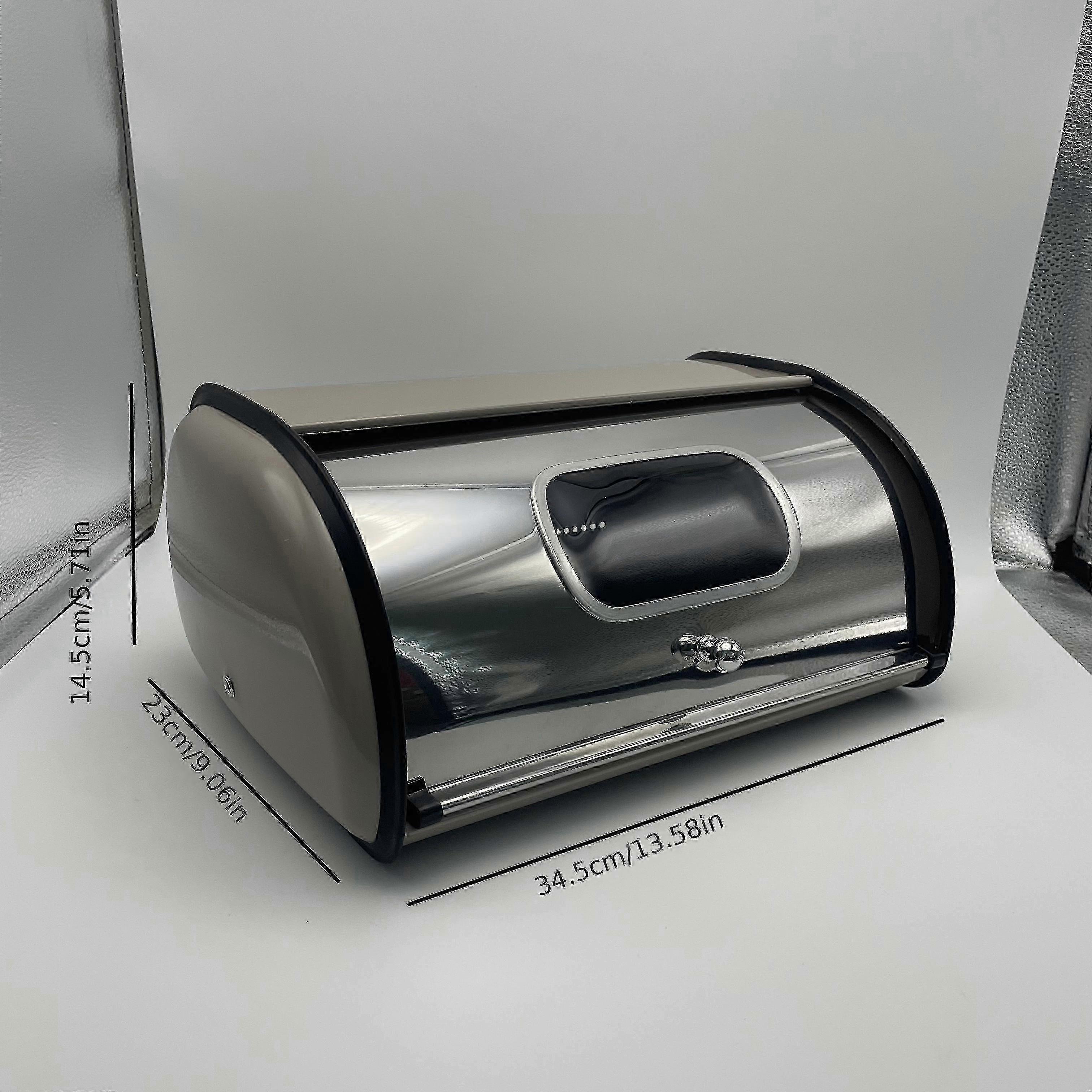 Stainless Steel Bread Box with Flip Top Closure, Reusable Rectangle Kitchen Organizer for Countertop Storage - Large Capacity Bread Container