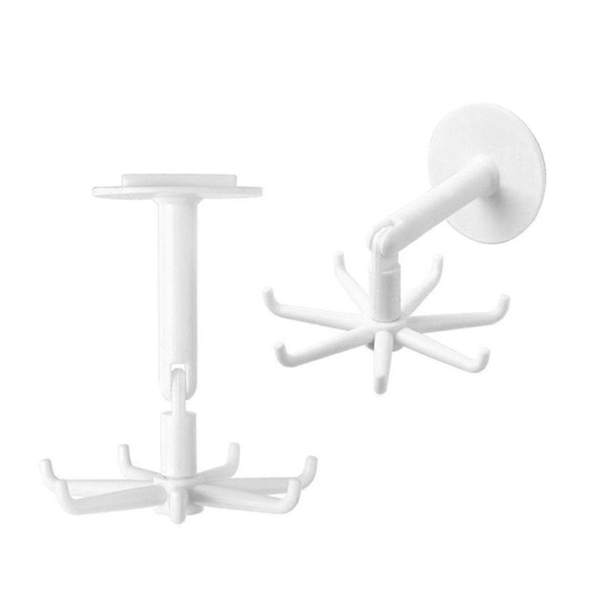10Pcs Hook Multi- 360 Degrees Rotated Rotatable Seven-Claw Rack Organizer No Punching Required Hook