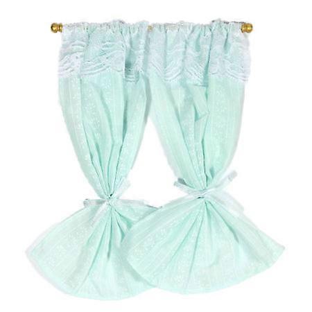 Dolls House Aqua Curtains On Rail Miniature Window Accessory