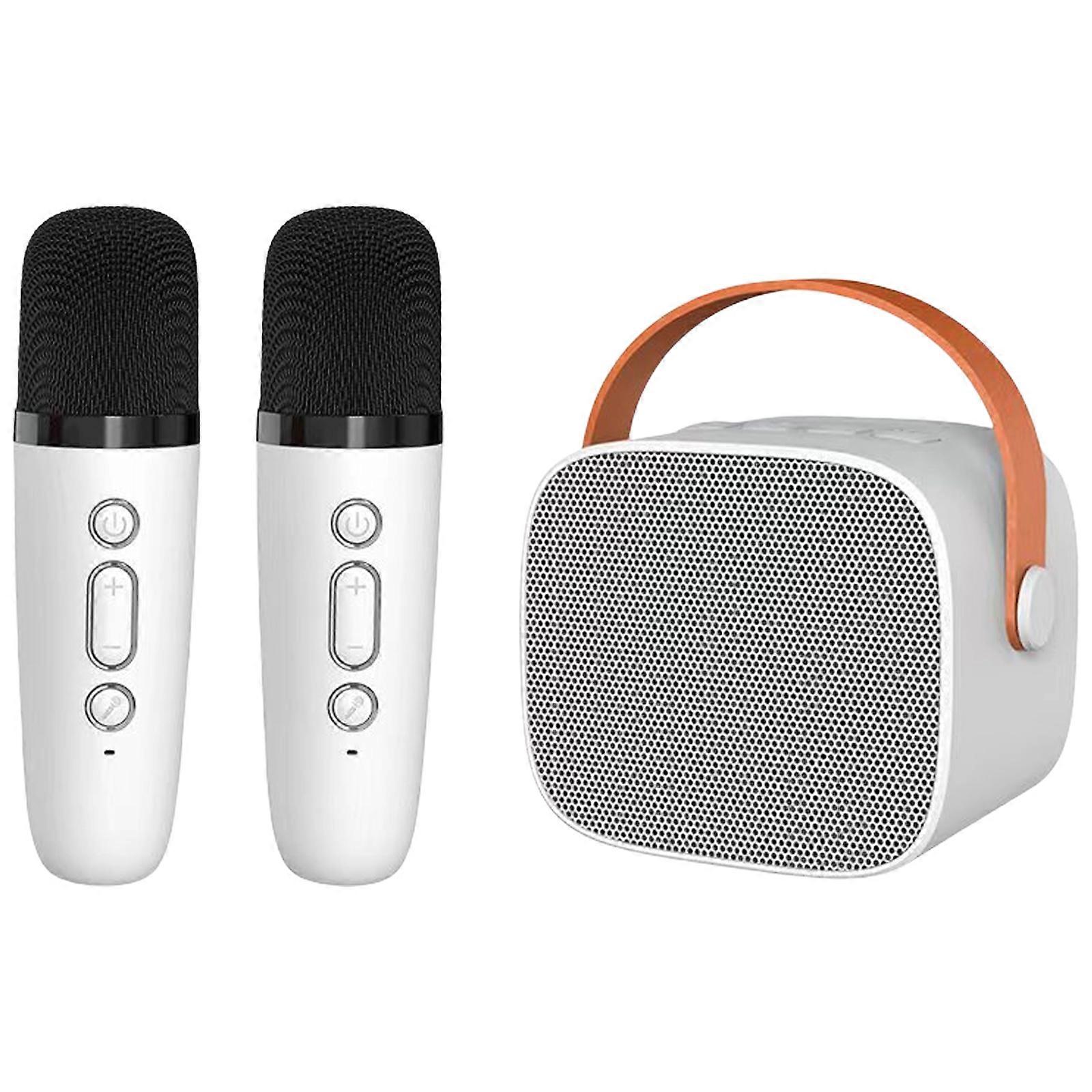 Wireless Microphone Kids Students Singing Microphone Loudspeaker Set For Home Entertainments Handheld Microphone Dynamic  White
