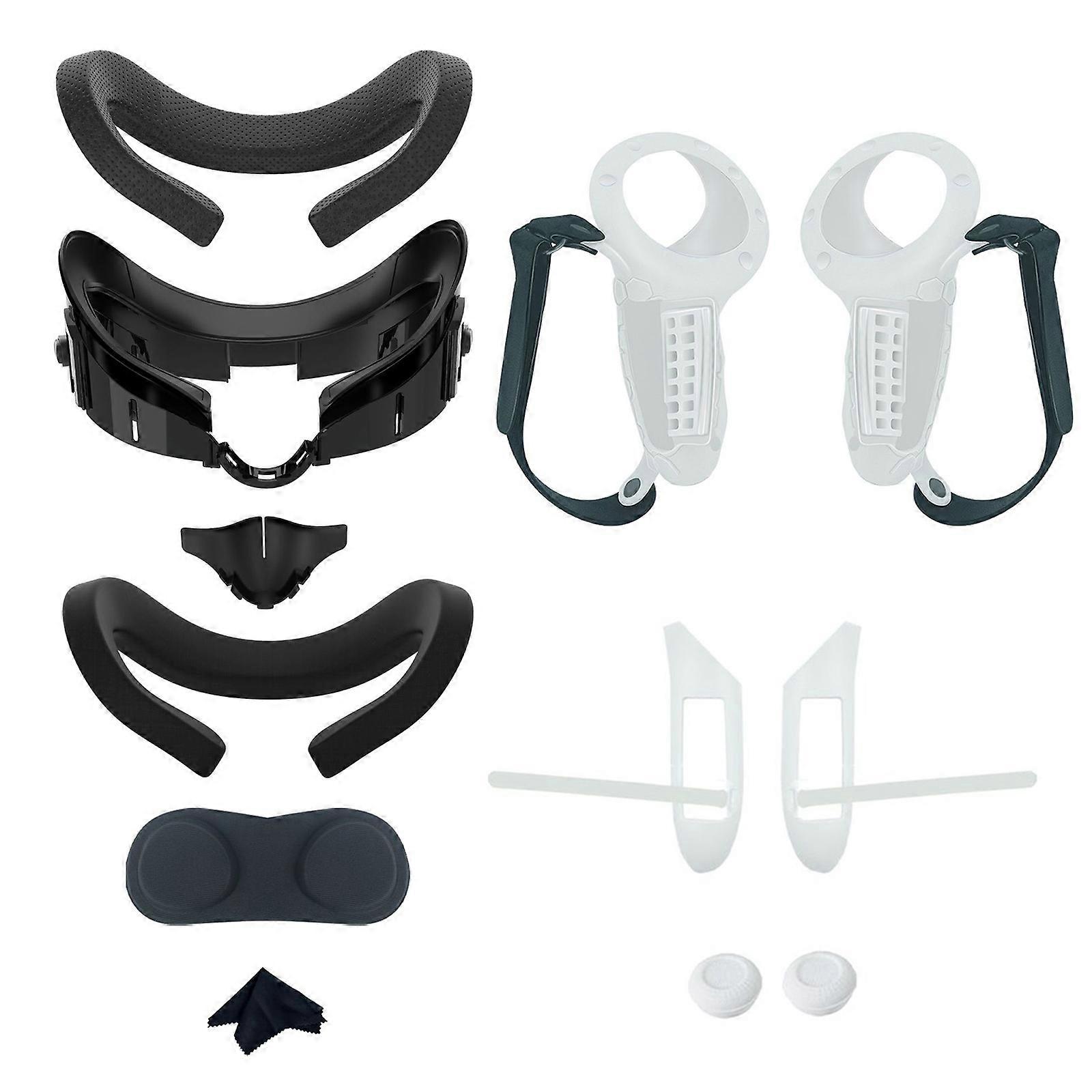 Controller Grip Silikonhülle mit Batterieöffnungsschutz & Gesichtsabdeckung Headsets Controller Case für Quest3 Weiß