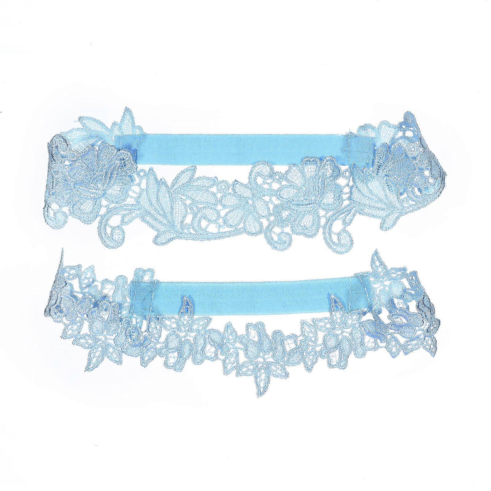 HAPPYYAMI 2 יחידות סט ביריות חתונה חגורת ביריות תחרה כלה בירית נשים מתנה (כחול שמיים)