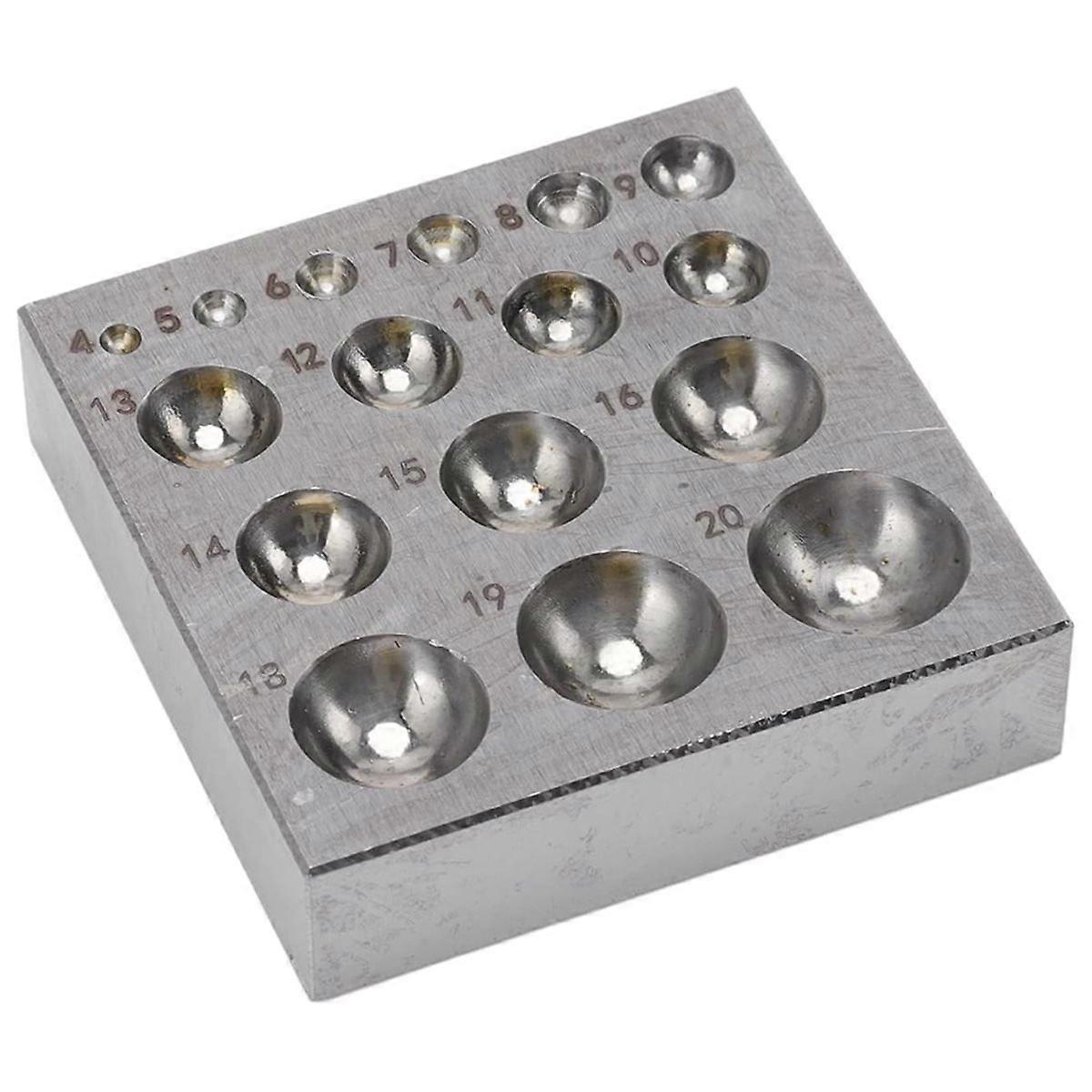 Steel Dapping Block Semi Circular Metal Forming Tool with Multiple Anvil Hole Diameter Sizes -for Je