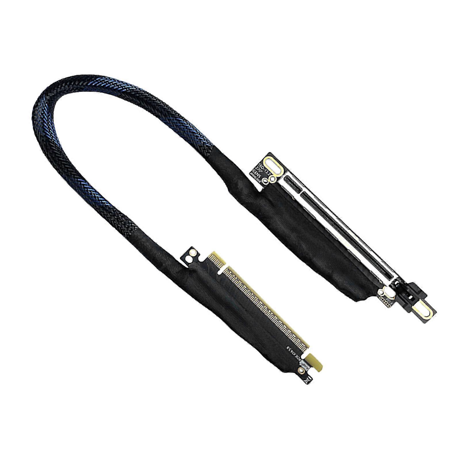 Fast Speed 64GT/s PCIe 5.0 GPU Extension Cable 270° Turn Braided Wiring Cord Bidirectional Bandwidth Left Exit Multicolor