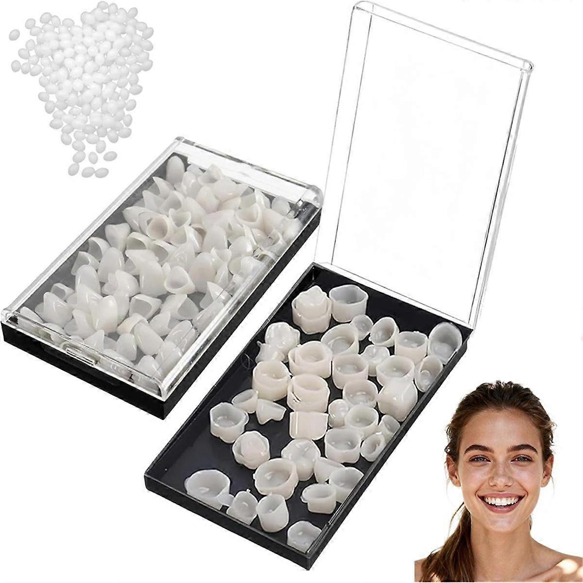 120Pcs Temporary Crowns for Teeth Veneers & Teeth Covers Veneers, 70 Front Teeth + 50 Back Tooth Cap