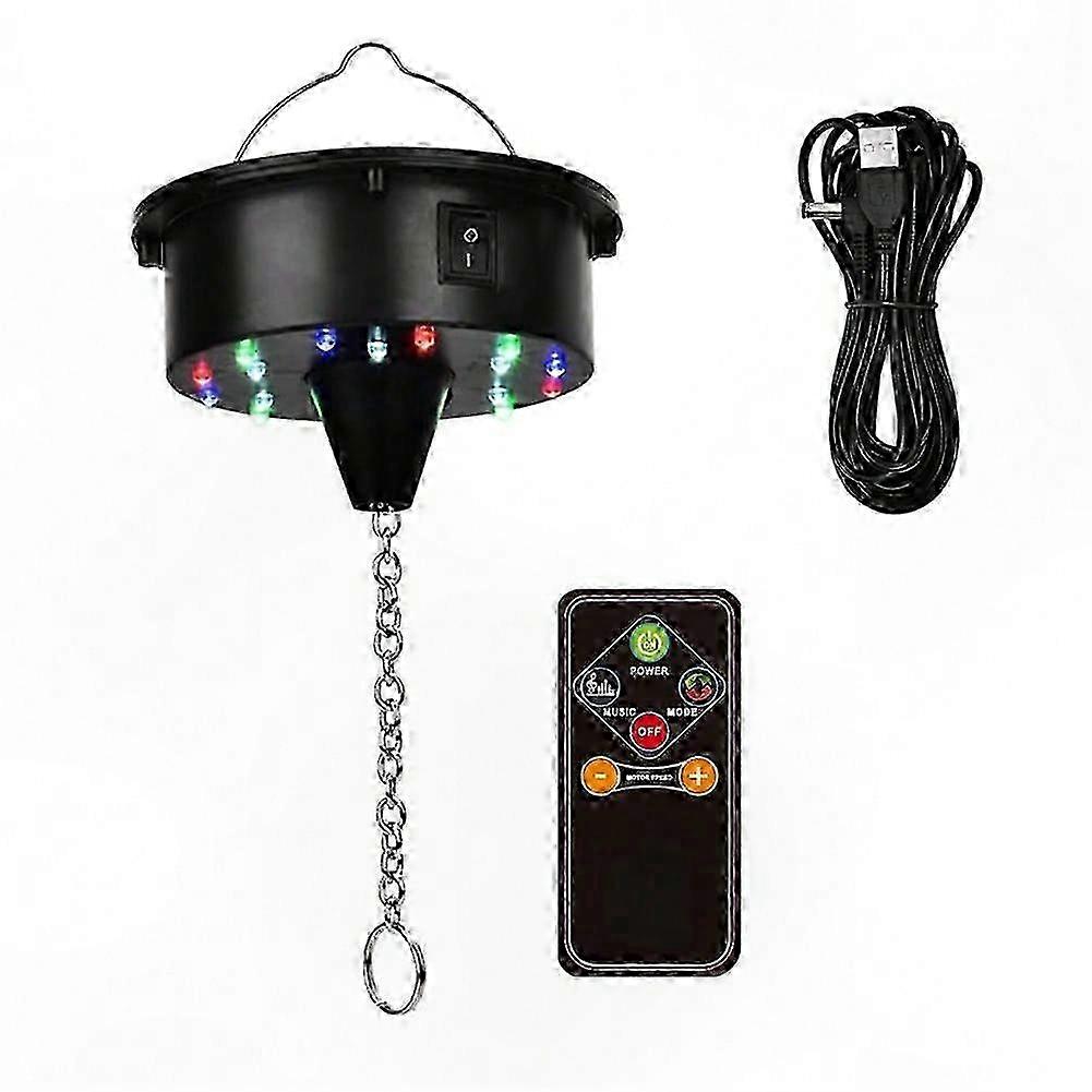 LED Disco Ball Motor with Remote, Rotating Light for 12-24 Inch Mirror Balls, 18 LED Effects
