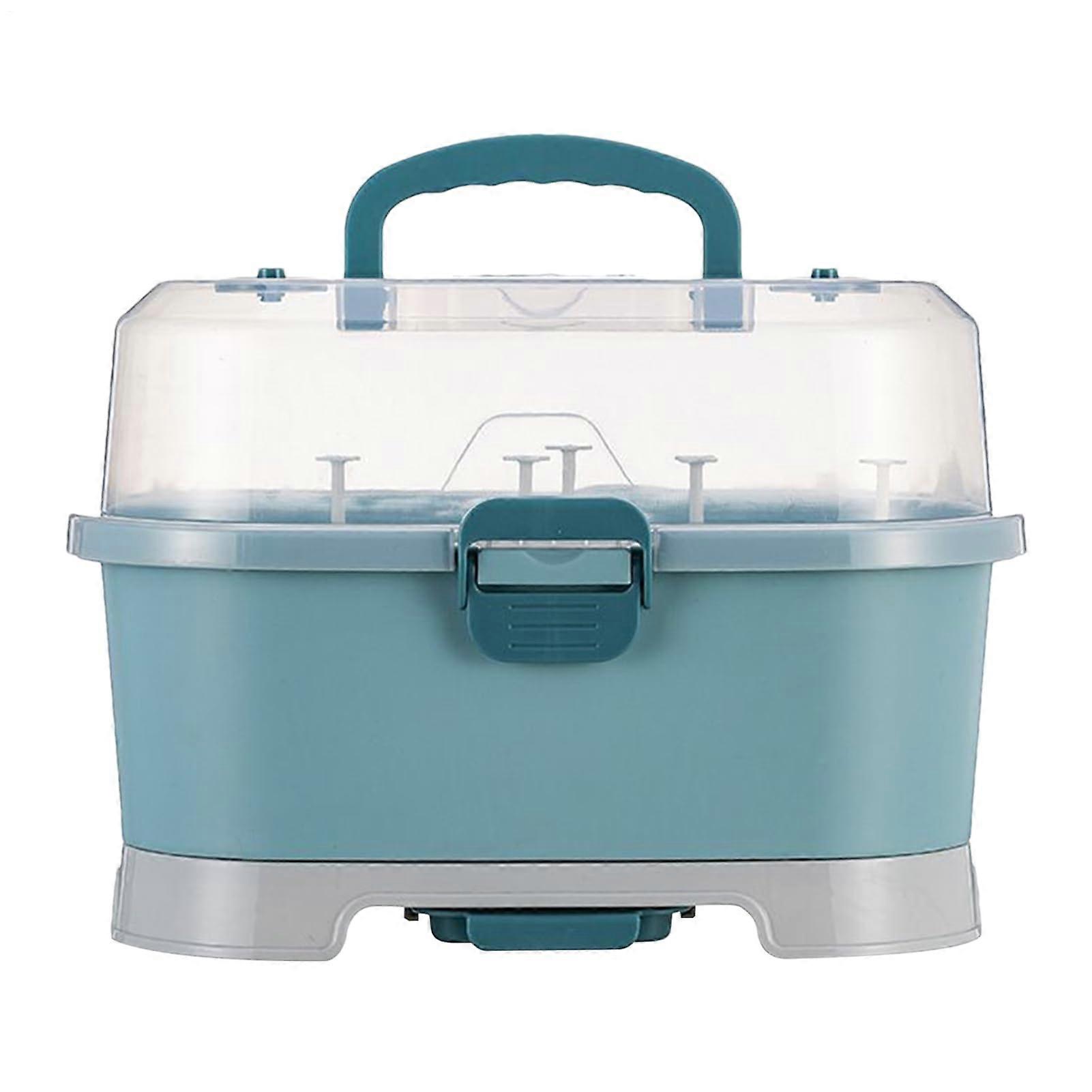 Baby Bottle Storage Removable Portable Dust Proof Bottle Drying Rack Space Saving On Counter For Milk Storage Blue