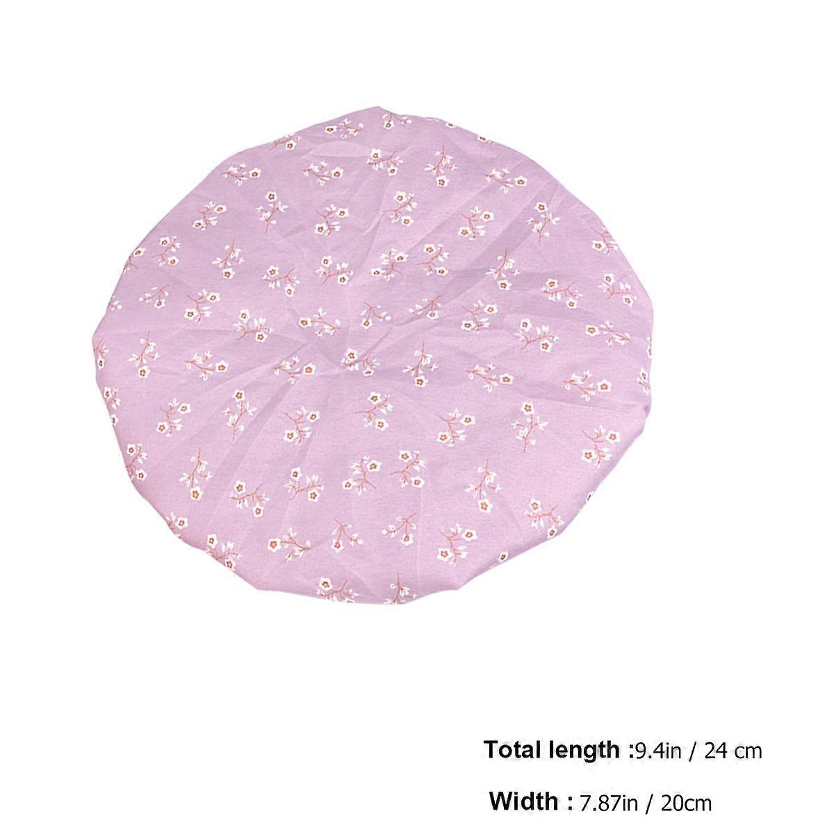 Purple Printed Bath Cap for Shower Use 3Pcs Double-Layer Waterproof Shower Hat
