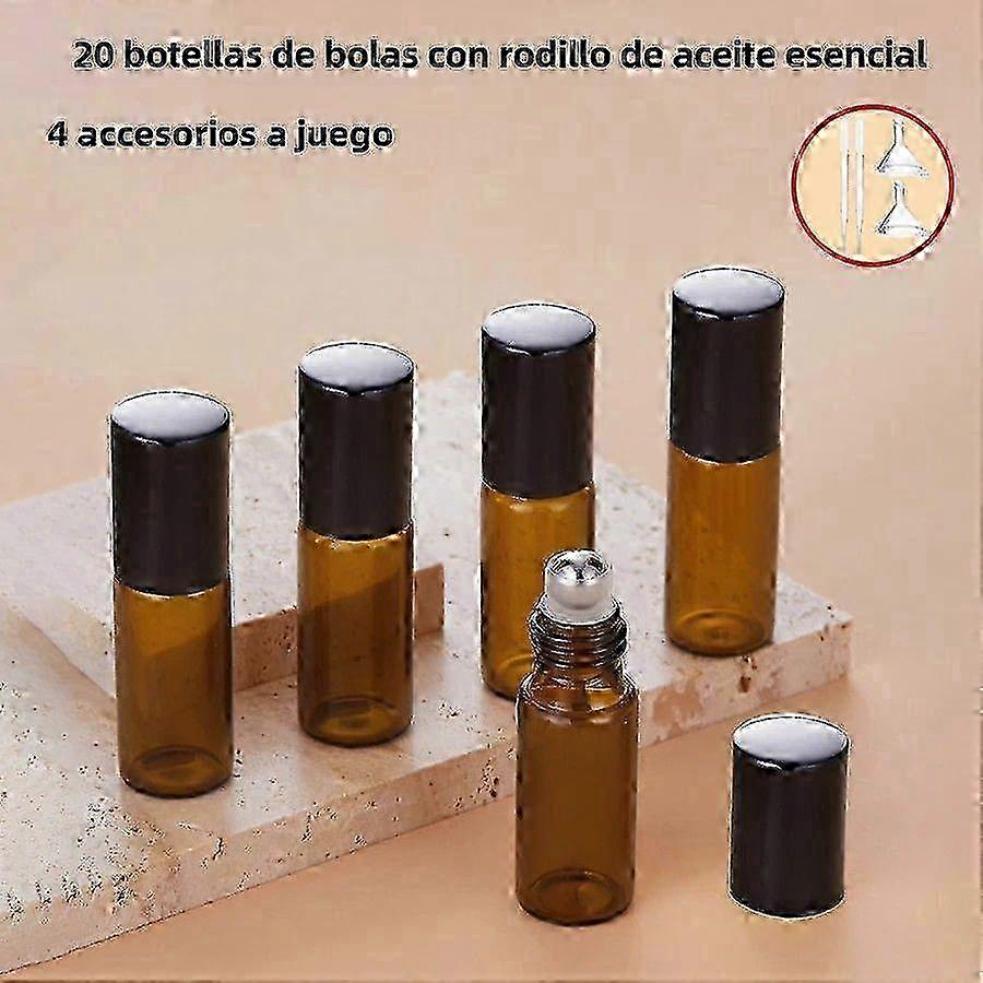 2025 Set of 5 Mini Amber Glass Spray Bottles 6x5ml with Caps and Droppers Accessories for Refillable Bottles