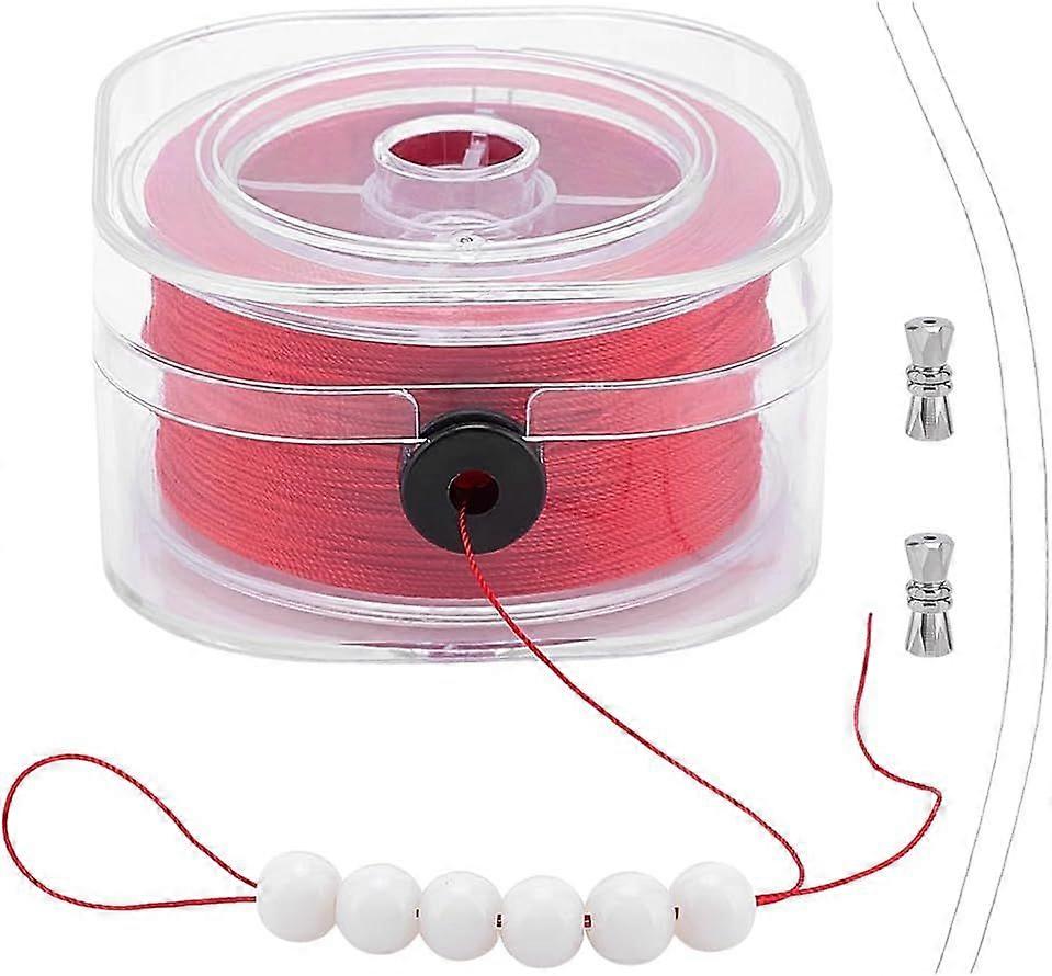 164 Yards String for Bracelets 0.4mm Beading Thread Sewing String Red Beading Line Seed Bead Thread Cord with Leading Wire and Buckle for Bracelet Jew