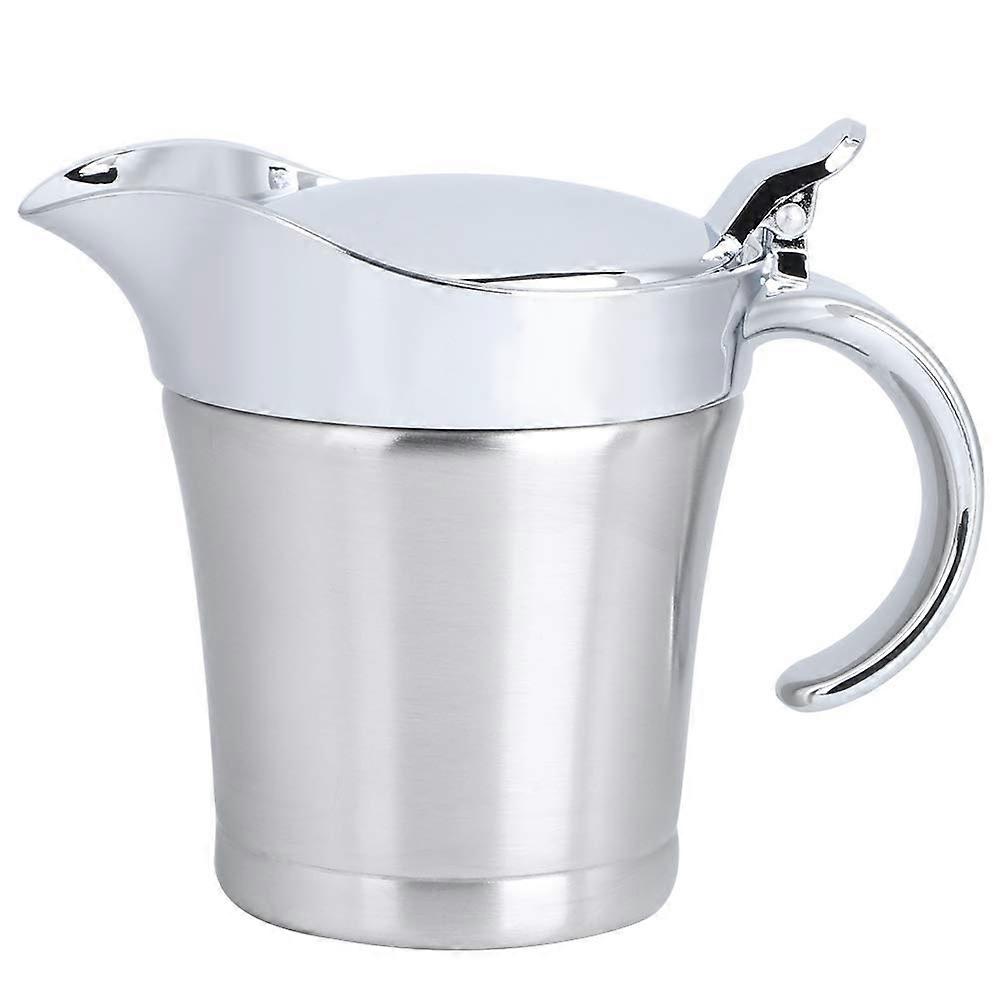 304 Stainless Steel Gravy Boat with Double Layer Insulation, Large Handle and Spout, 450ml