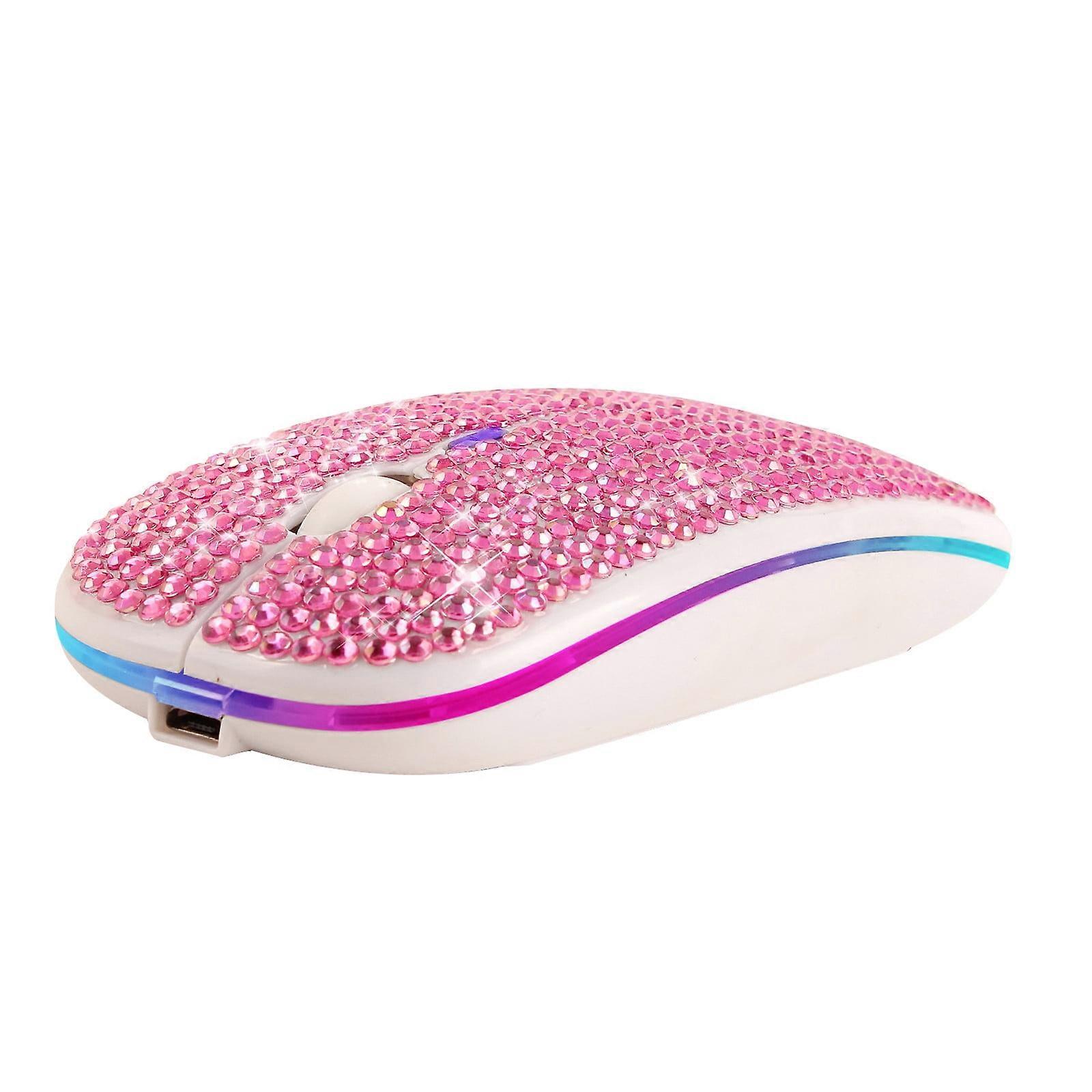 Dazzling Rechargeable 2.4GHz Thin Wireless Mouse Covered Wwith Crystal, Mouse