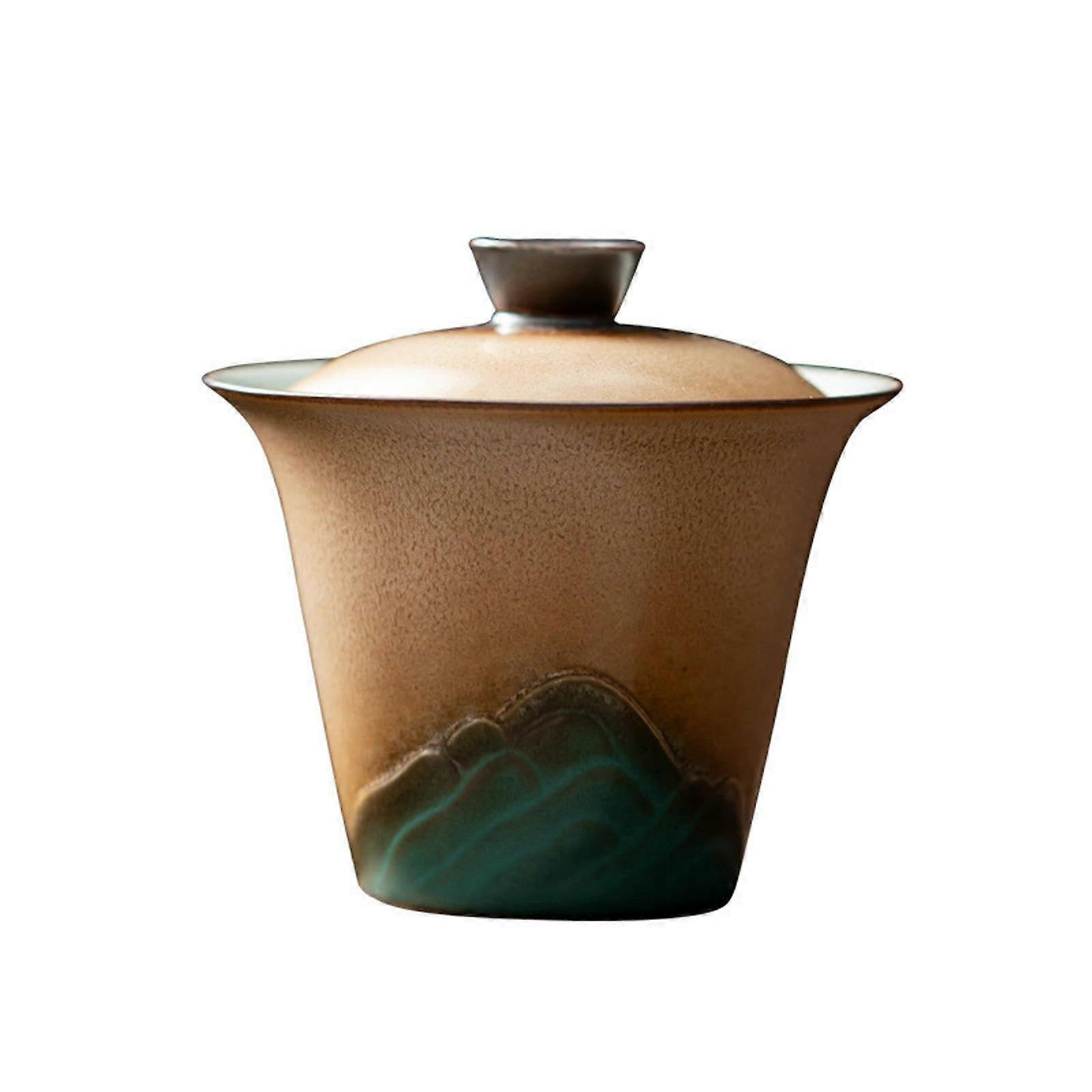 130ml Ceramic Kung Fu Tea Cup, Retro Yellow Glaze,  Temp Resistant, Elegant Household Use