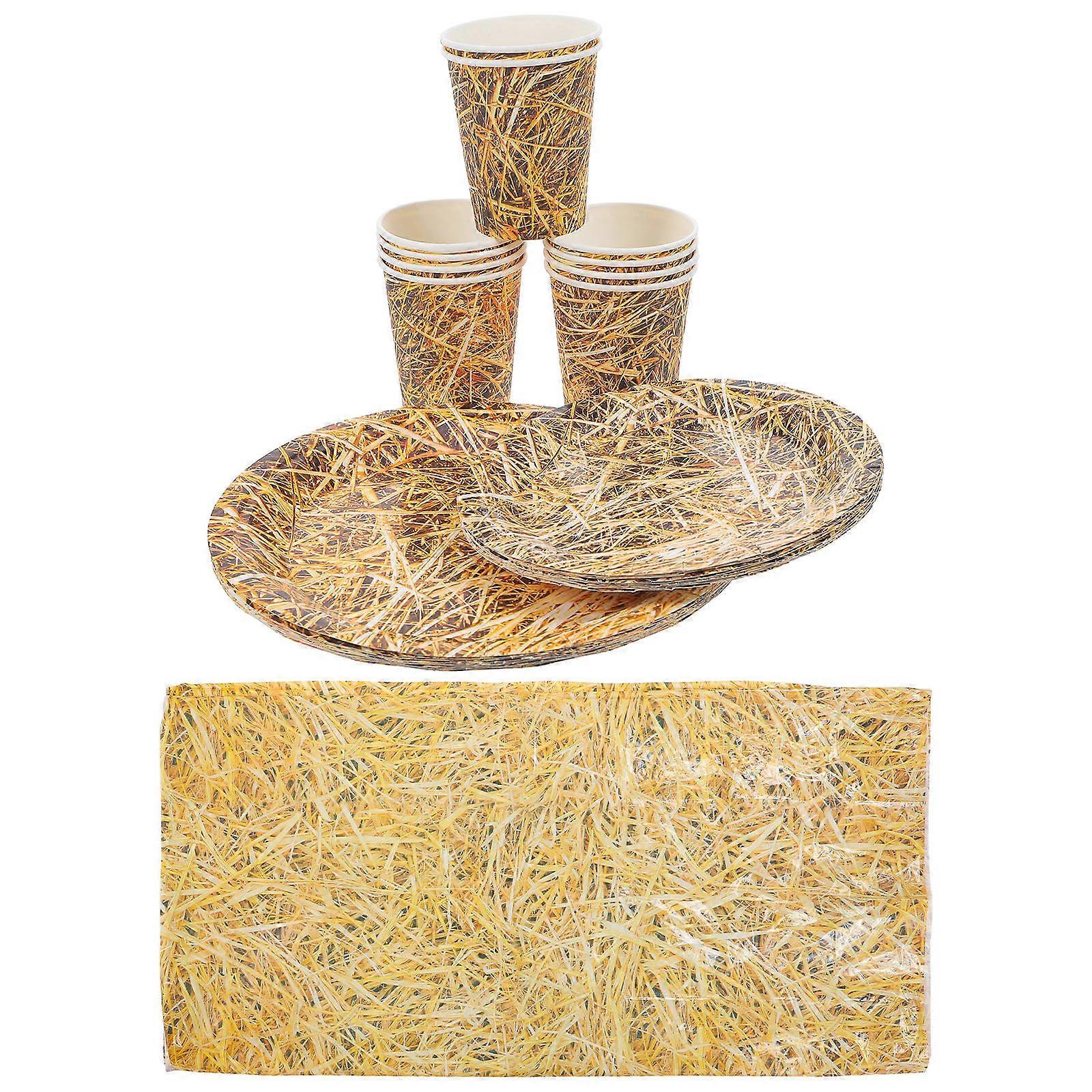 Hay Themed Party Decorations Paper Tableware for 1Set