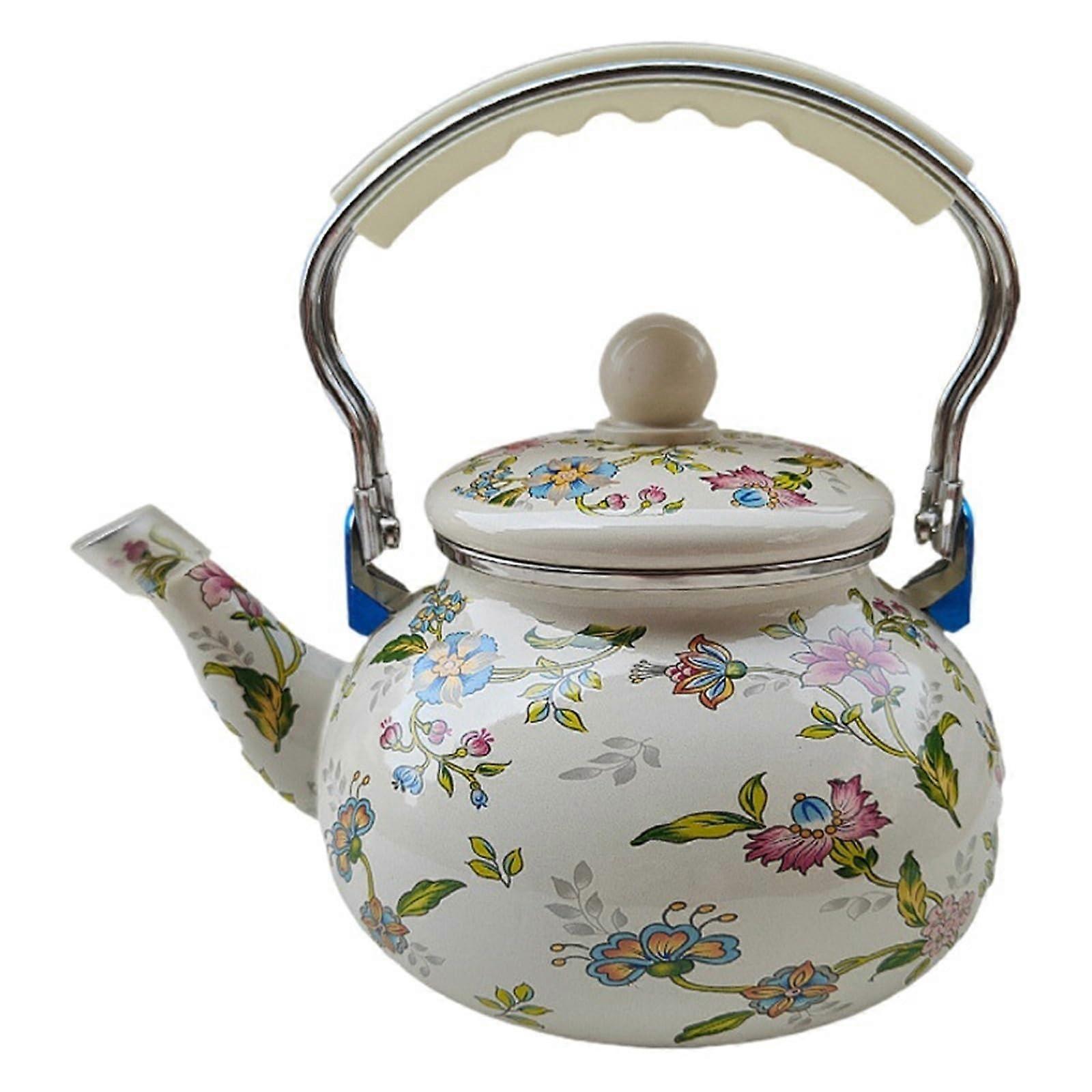 2.5L Enamel Stovetop Kettle with HeatResistant Handle, ChipResistant, Fits Gas and Induction