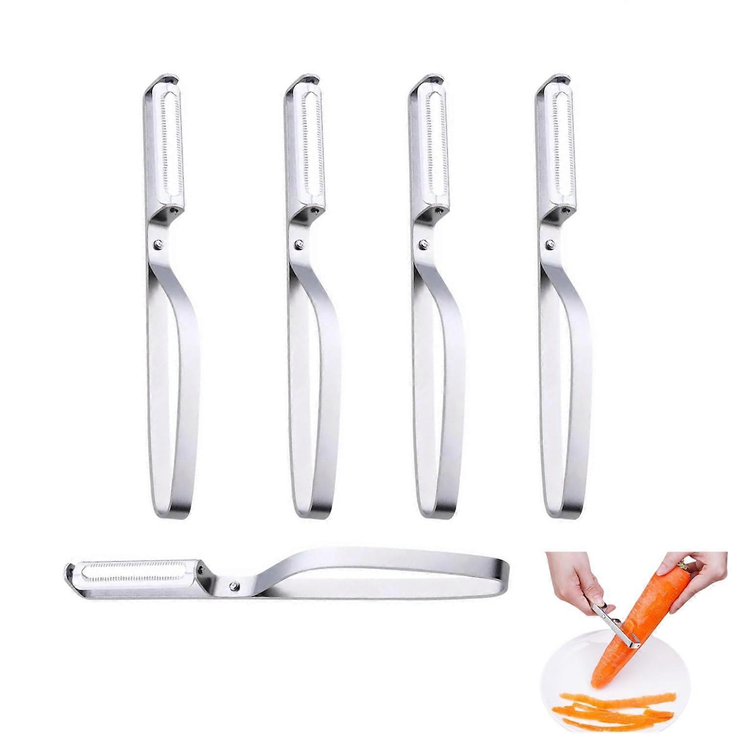5 Pack Stainless Steel Vegetable Peeler Set with Sharp Blade and Ergonomic Handle for Fruits and Potatoes