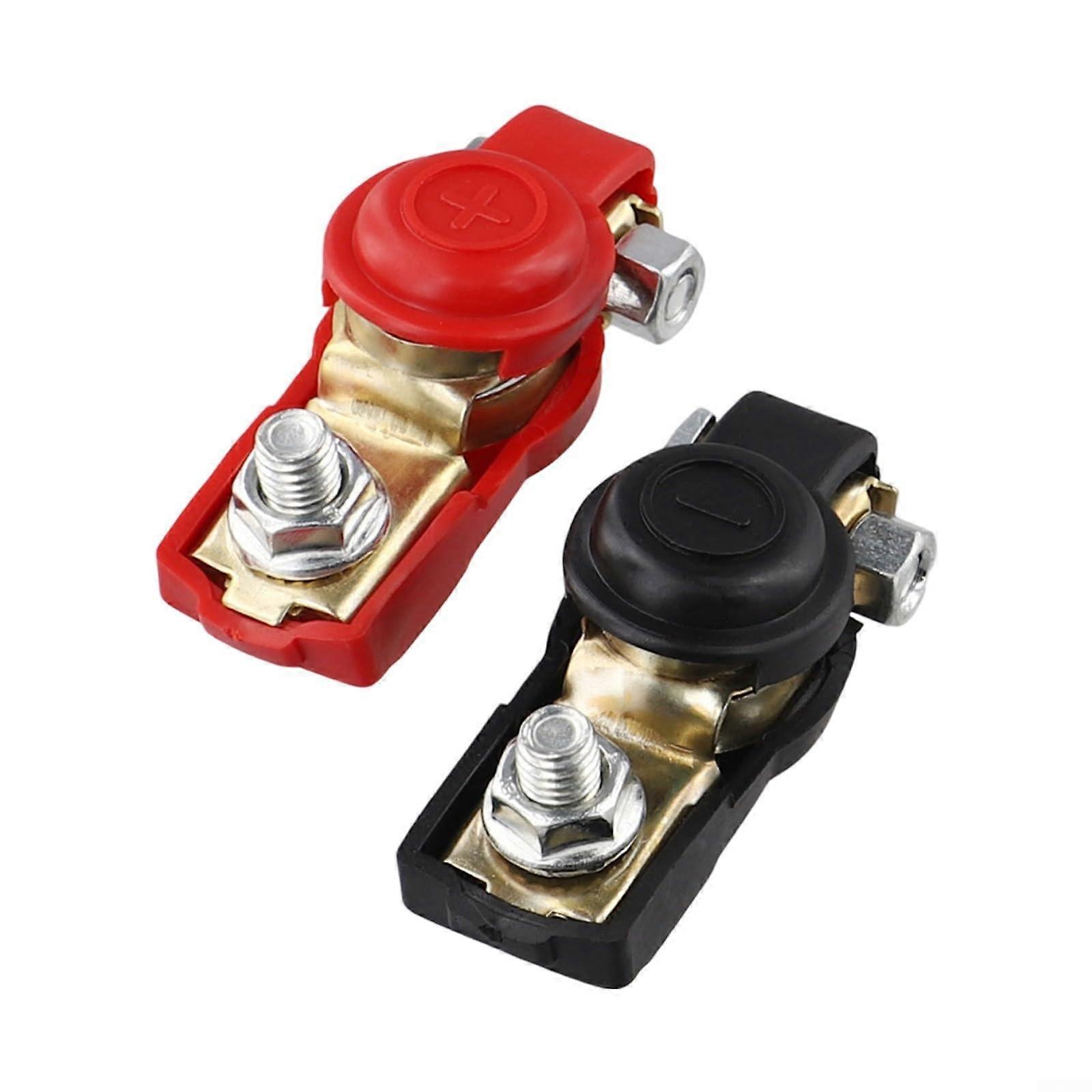 Car Battery Terminals with Red and Black Covers, Universal Auto Battery Connector Clamps