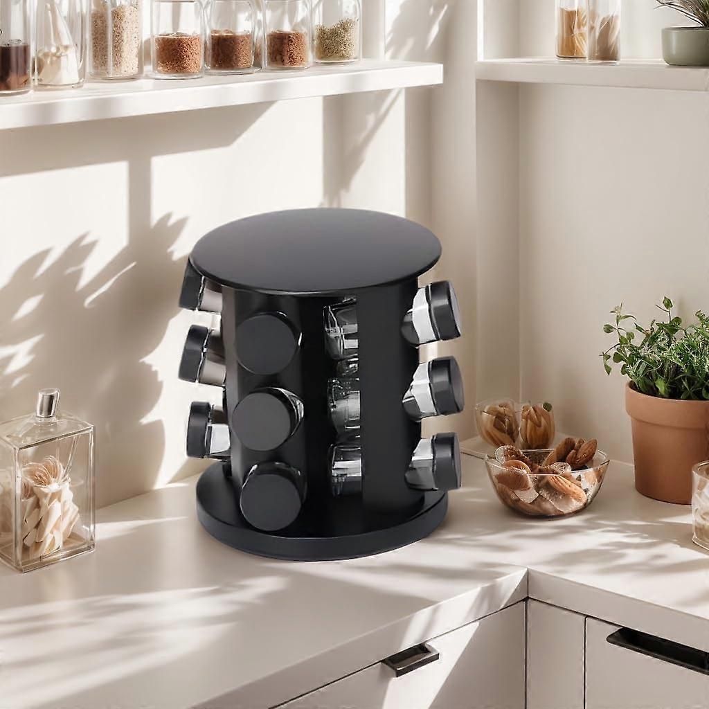 Rotating Spice Rack Stainless Steel 360° Kitchen Organizer with 12 Jars AntiSlip Base Small