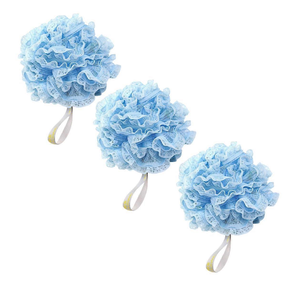Bath Pouf Set of 3 Soft Mesh Loofahs for Gentle Exfoliation and Rich Lather in Daily Shower