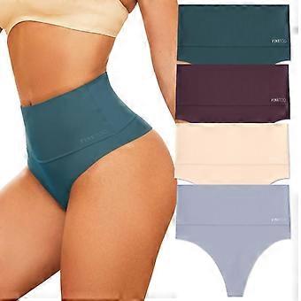 FINETOO 4pack Underwear for Women High Waisted Nylon Brief Basic Lingerie Bikini Seamless Panties S-3XL Minimalist Womenswear Elastic
